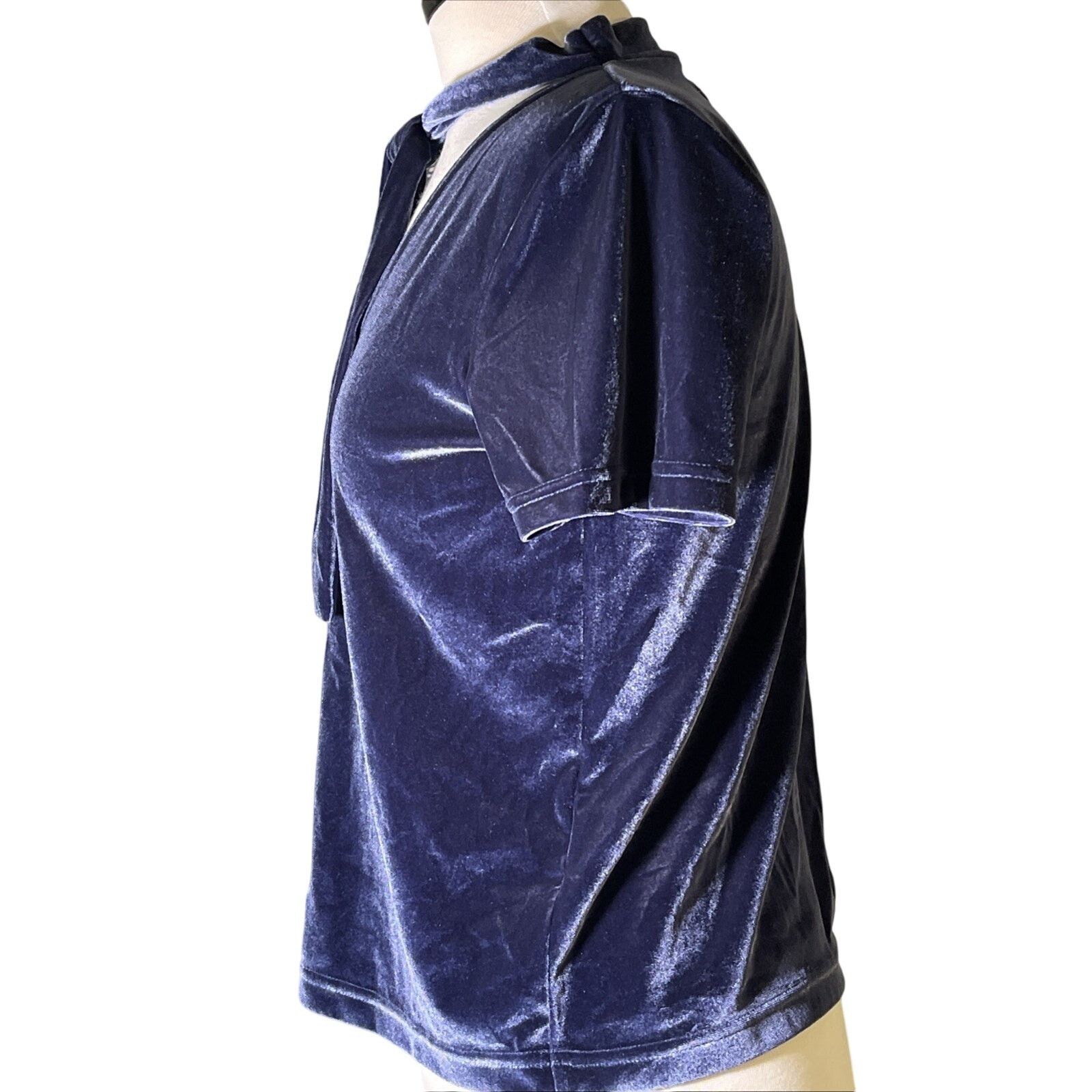 Madewell Madewell Velvet Tie Neck Top - Blue - Small Size S / US 4 / IT 40 - 3 Thumbnail