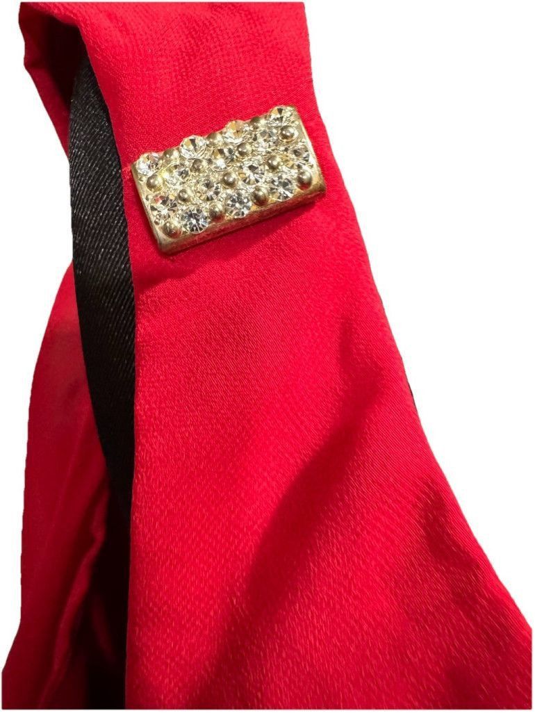 SLVDR SLNY Crimson Rhinestone Shoulder Tiered Chiffon DressSIZE 14 Size XL / US 12-14 / IT 48-50 - 9 Thumbnail