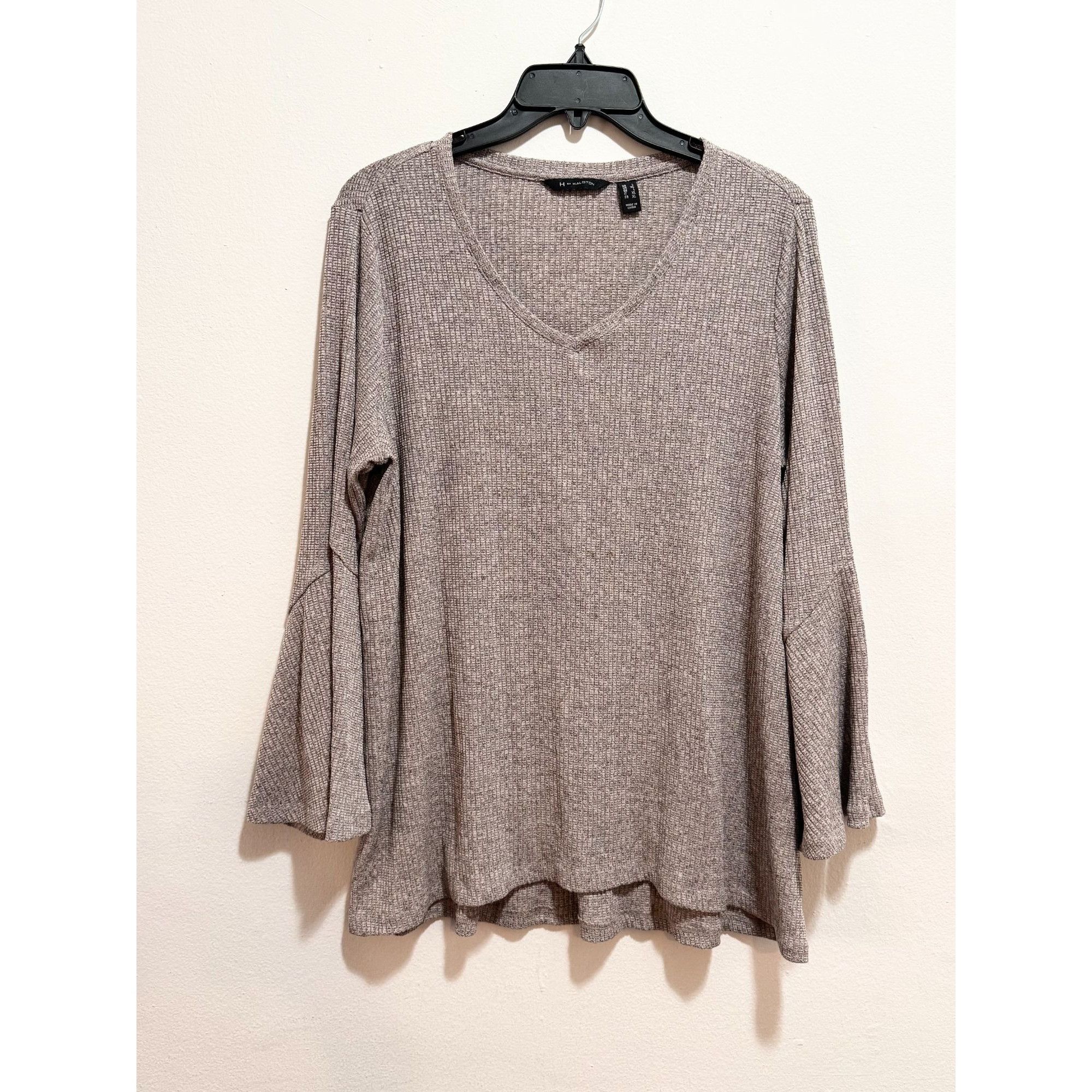 Halston H by Halston thermal waffle knit long sleeve top shirt sweat Size L / US 10 / IT 46 - 2 Thumbnail