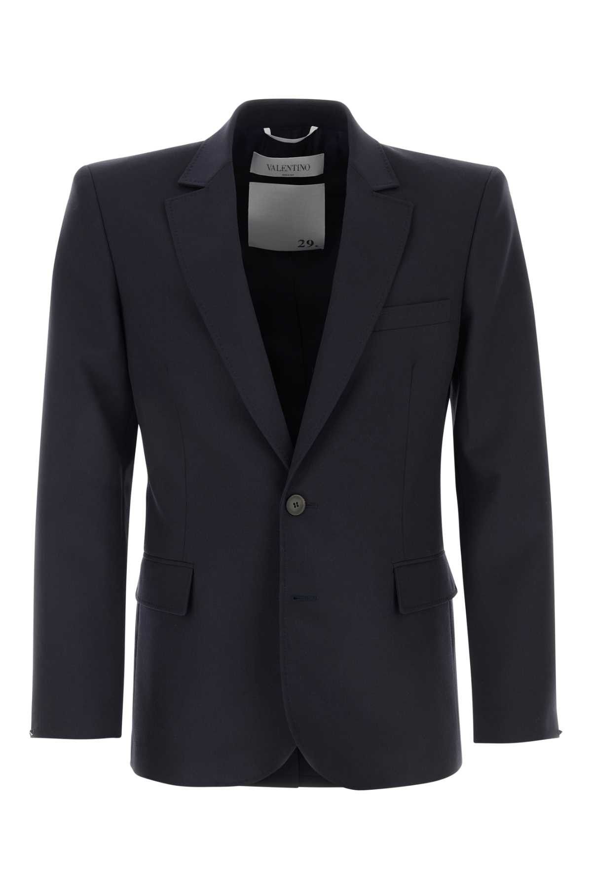 image of Valentino Garavani Midnight Blue Wool Blazer, Men's (Size Medium)