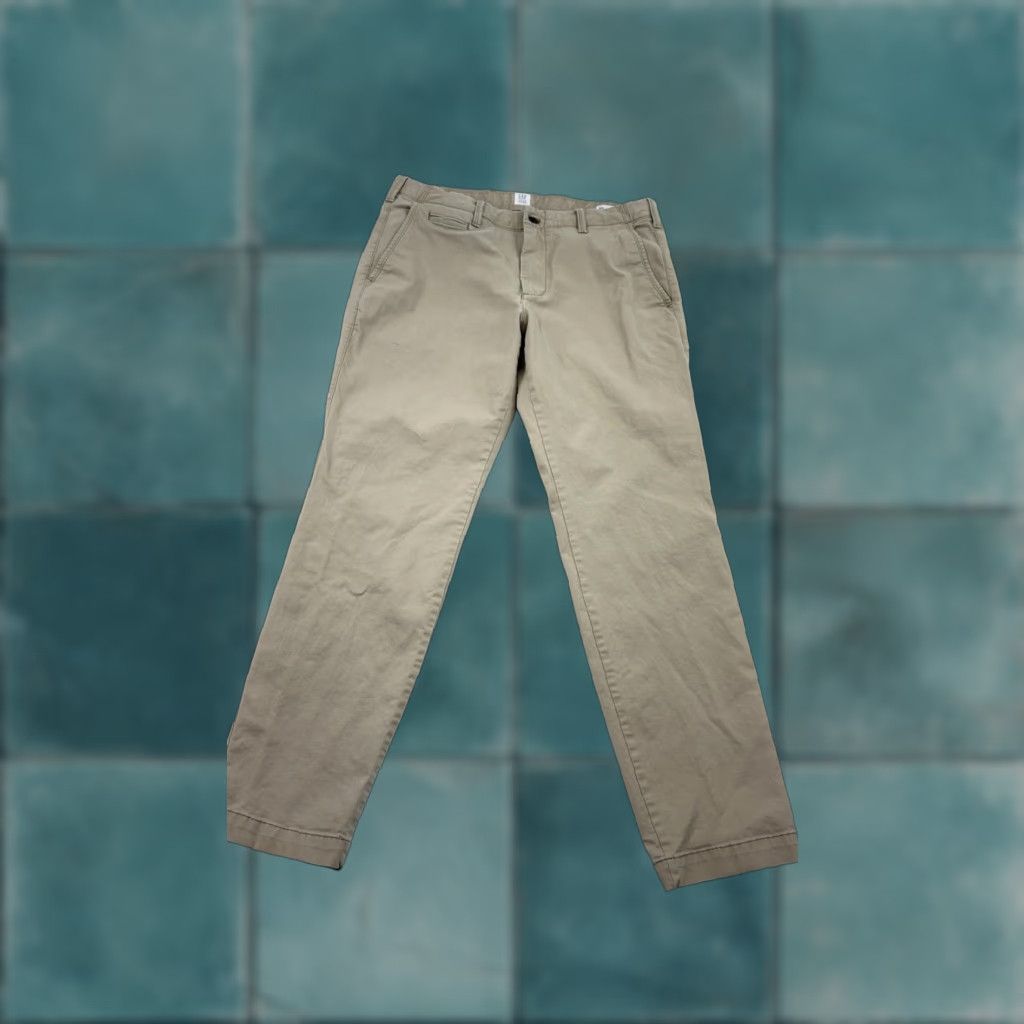 Gap GAP Pants Mens 36x32 Beige Slim Fit Chino Casual Stretch Cotton Blend Trousers Size US 36 / EU 52 - 1 Thumbnail
