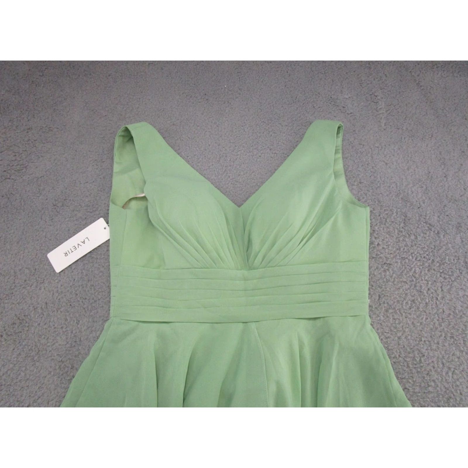 Vintage Lavetir Lace Up Back Sleeveless Mint Green Dress Women's Size 12 Lace Ball Gown Night Formal Wedding Party Cocktail Short Dress Women Size XL / US 12-14 / IT 48-50 - 2 Thumbnail
