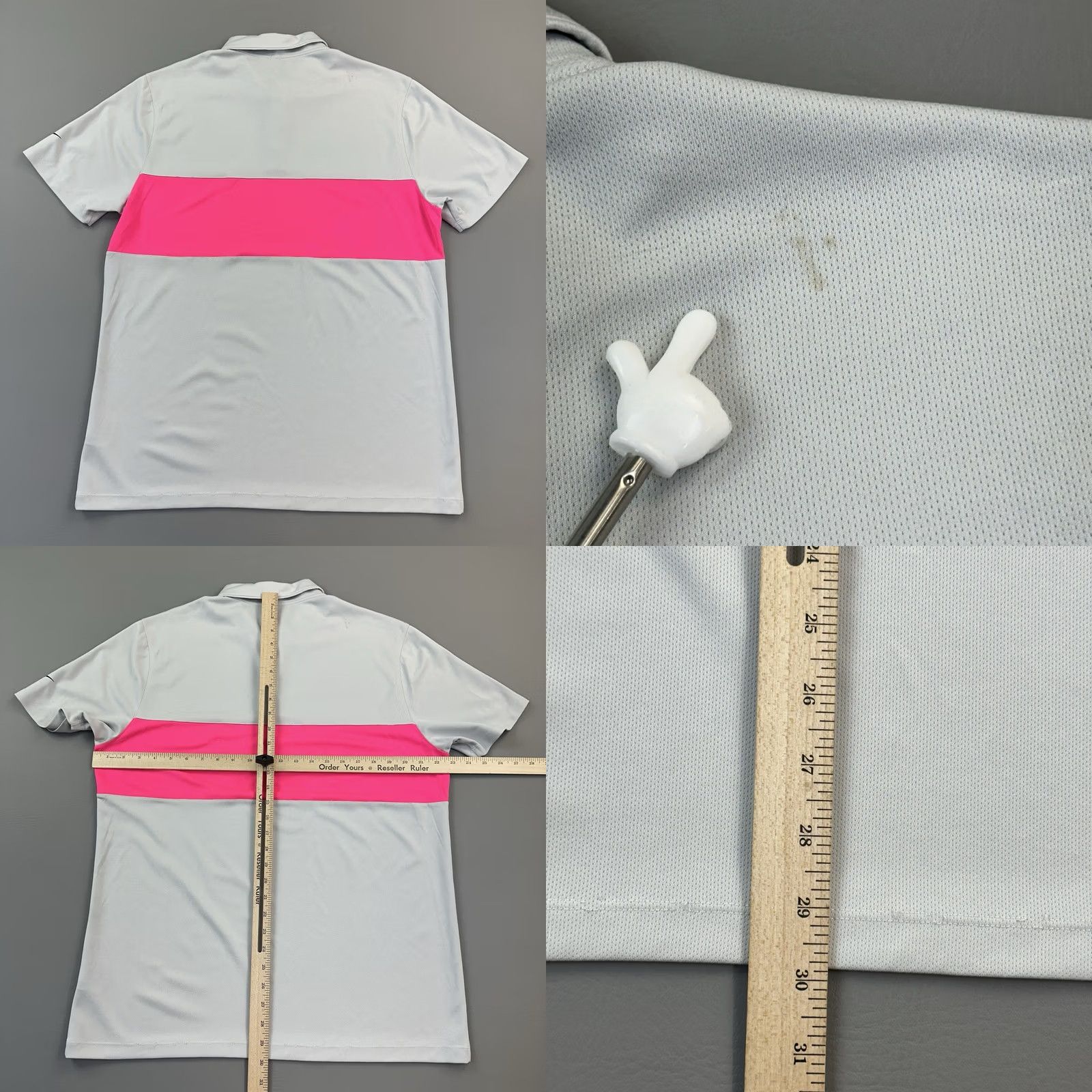 Nike Nike Golf Shirt Mens Large Gray Pink Breathe Colorblock Polo DriFit Standard Fit Size US L / EU 52-54 / 3 - 8 Thumbnail