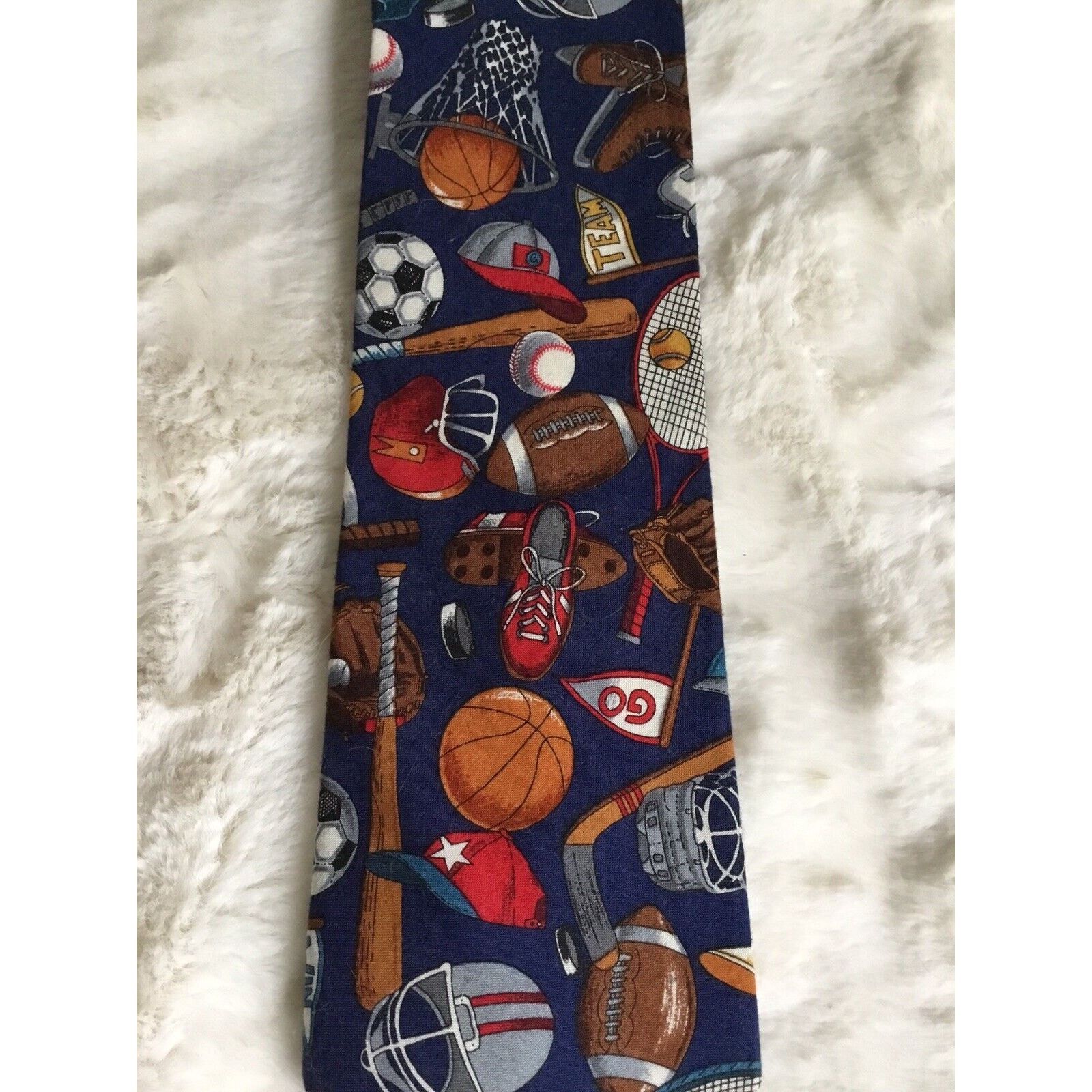& Other Stories Bean McGee Tie Sports Football Baseball Hockey 100% Cotton Size ONE SIZE - 3 Thumbnail