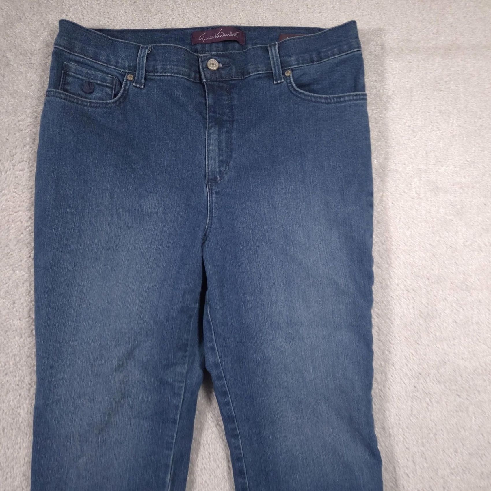 Gloria Vanderbilt Gloria Vanderbilt Amanda Jeans Womens 16P Short Blue High Rise Tapered Stretch Denim Cotton Blend Spandex 5-Pocket Zip Button Size 38" / US 16 / IT 52 - 4 Thumbnail
