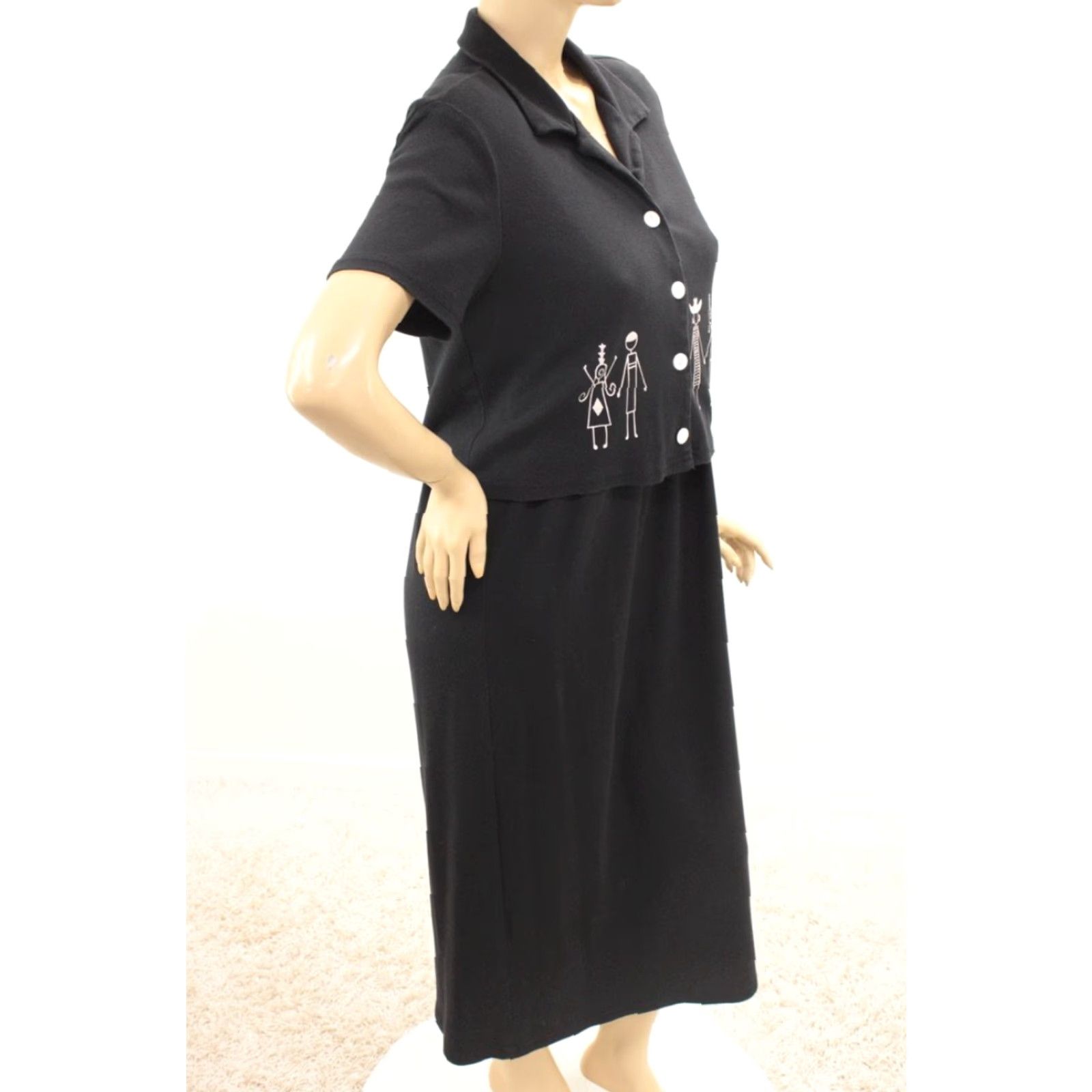 Vintage California Concepts Maxi Dress Bolero Cardigan Set Women's 12 Black Art Graphic Vintage Dress Maxi Set Women Size XL / US 12-14 / IT 48-50 - 4 Thumbnail