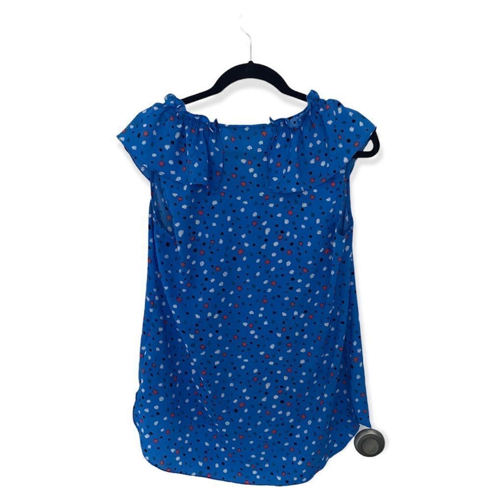 Isaac Mizrahi Isaac Mizrahi IMNYC Blue Dot Ruffle Sleeveless Blouse – Size Size M / US 6-8 / IT 42-44 - 3 Thumbnail