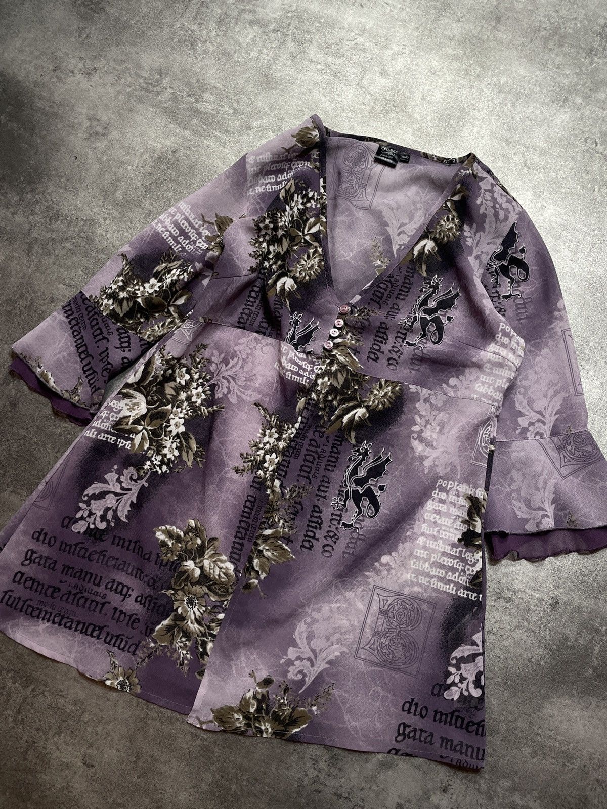 Vintage Avant Garde Y2K Blouse Streetwear Rare All Over Print Size L / US 10 / IT 46 - 2 Thumbnail