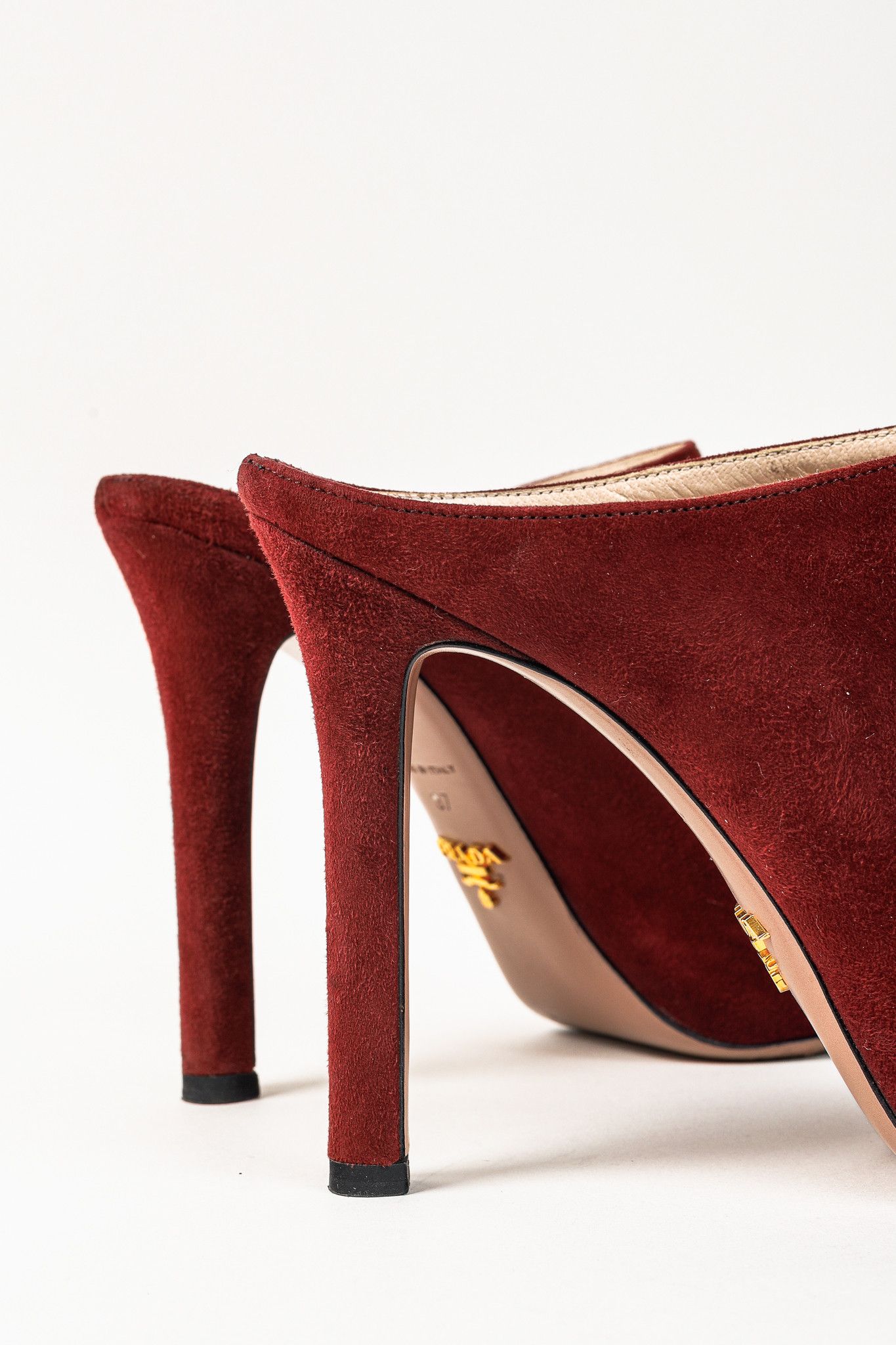 Prada Prada Burgundy Suede Stiletto Heel Slide Mule Platform Pump Size US 6.5 / IT 36.5 - 8 Thumbnail
