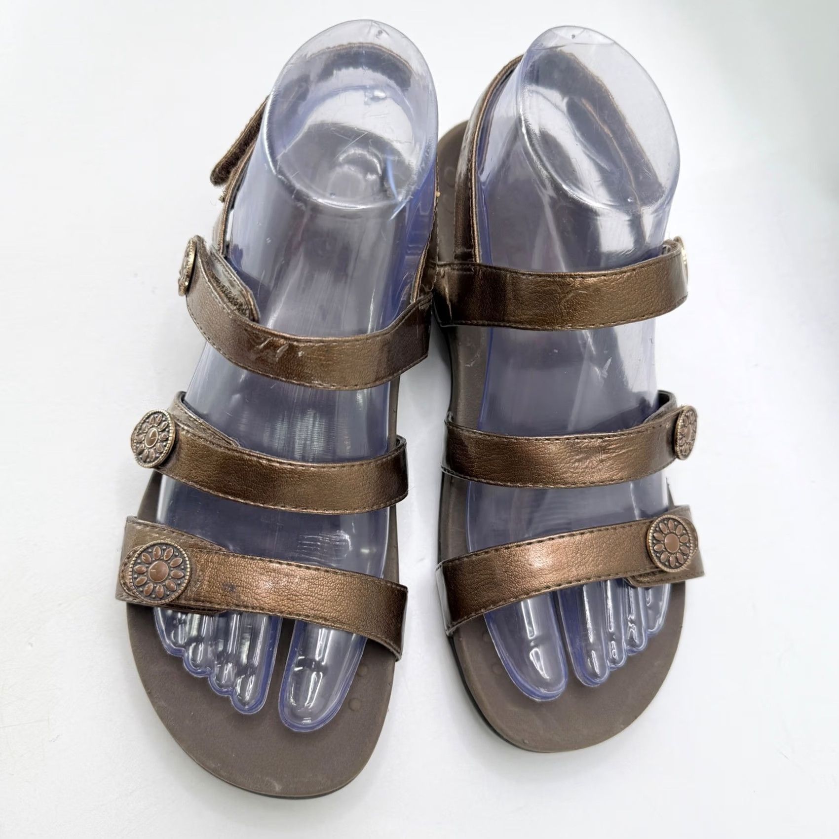 Vionic Vionic Sandals Strappy Bronze Metallic Leather Adjustable Strap Arch Support Cushion Women's 6 Casual Summer Travel Size US 6 / IT 36 - 4 Thumbnail