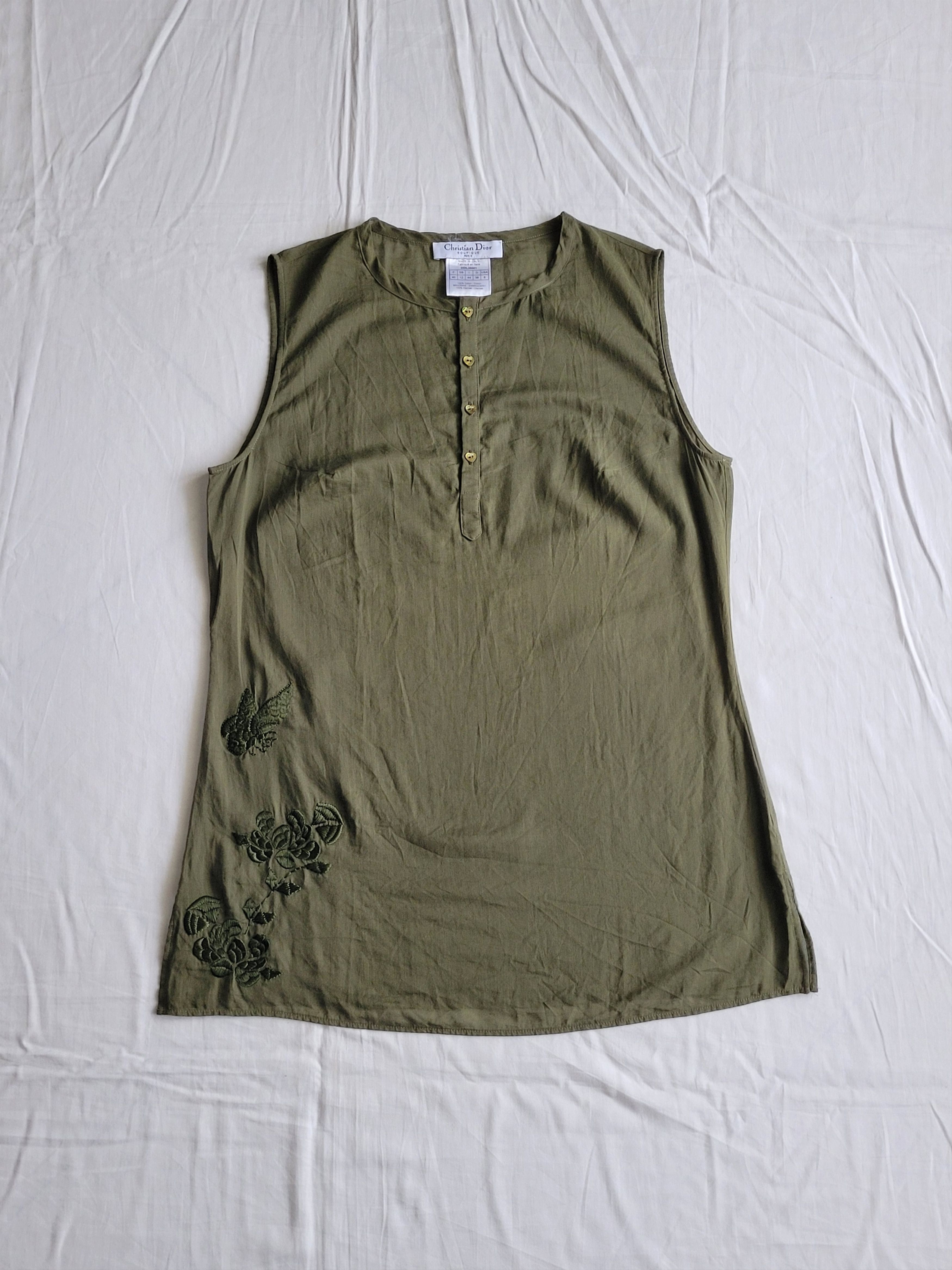 Dior Dior by John Galliano 2000s embroidered semi-transparent top Size L / US 10 / IT 46 - 9 Thumbnail