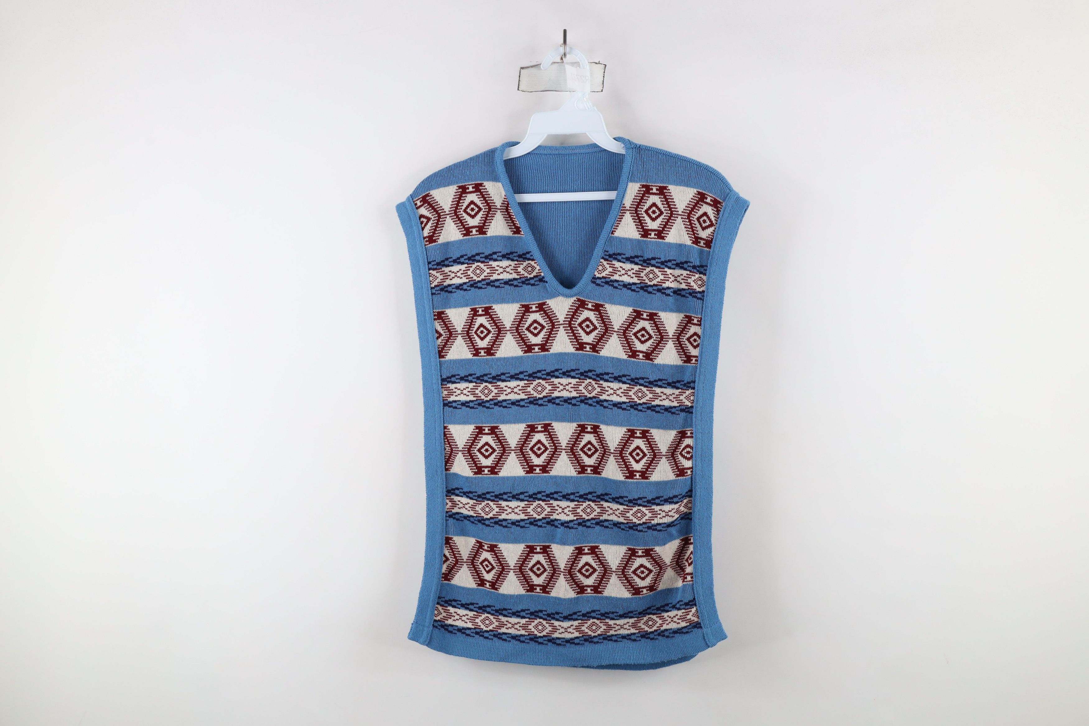 Vintage 60s 70s Mid Century Modern Knit Sweater Vest Poncho