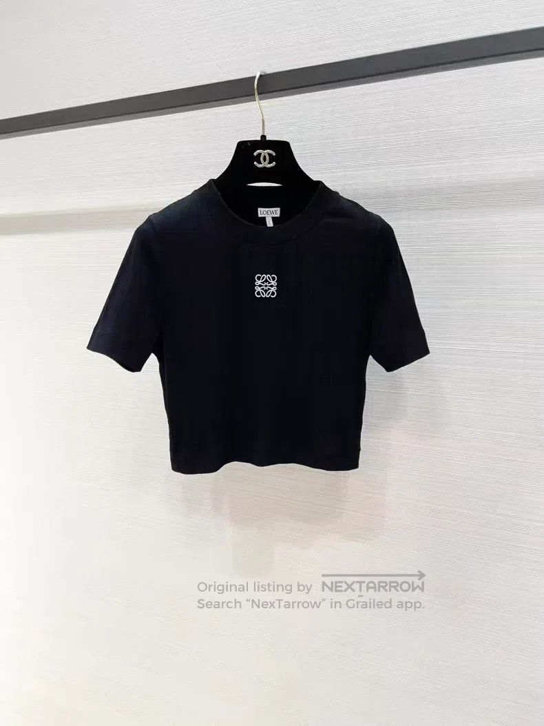 Loewe Loewe Black knitted logo short-sleeve top, cropped Size M / US 6-8 / IT 42-44 - 1 Thumbnail