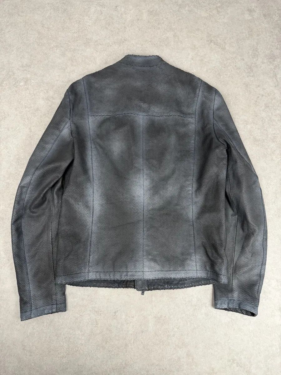 Emporio Armani SS2016 Emporio Armani Dark Blue Python Effect Leather Jacket Size US M / EU 48-50 / 2 - 2 Thumbnail