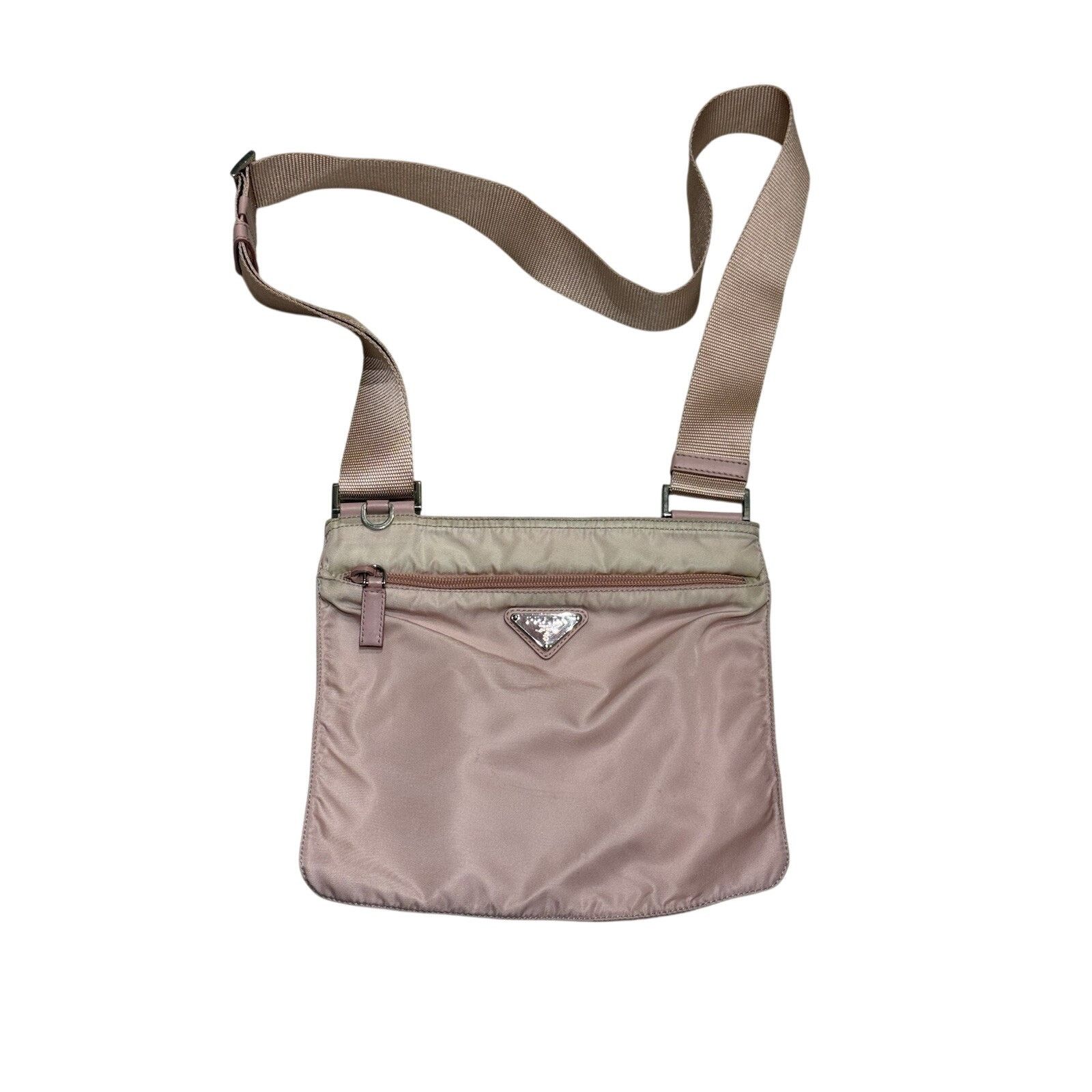 Prada Prada Pink Nylon Crossbody Bag Triangle Logo Size ONE SIZE - 1 Thumbnail