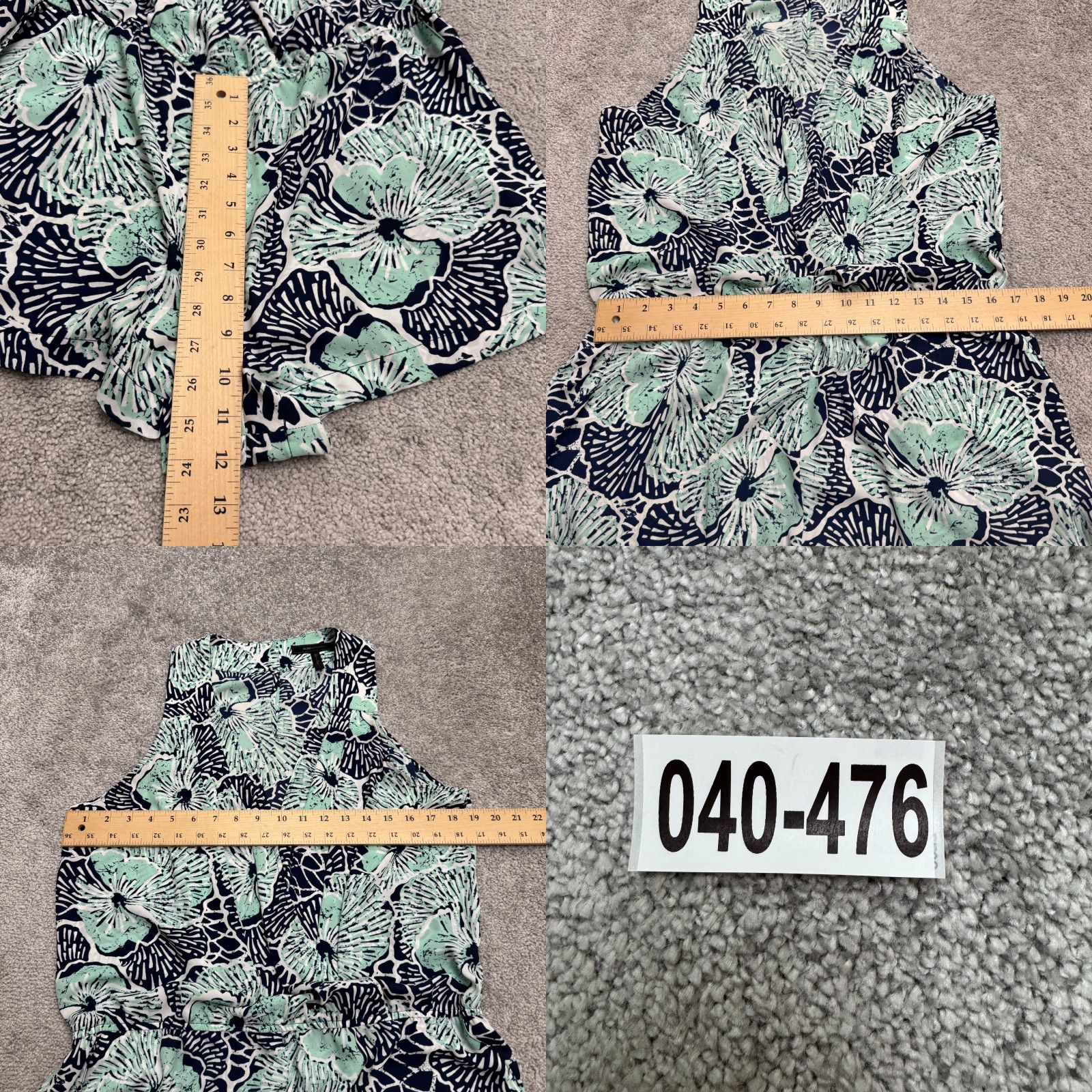 Bcbgmaxazria BCBGMAXAZRIA Romper Women's Large Mint Green Black Halter Floral Bohemian Strappy Sleeve Knit Size 36" / US 14 / IT 50 - 9 Thumbnail