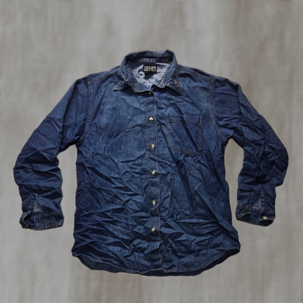 Denime Zoey Beth Shirt Denim Blue Floral Button Up Adult Women M Medium Size M / US 6-8 / IT 42-44 - 1 Thumbnail