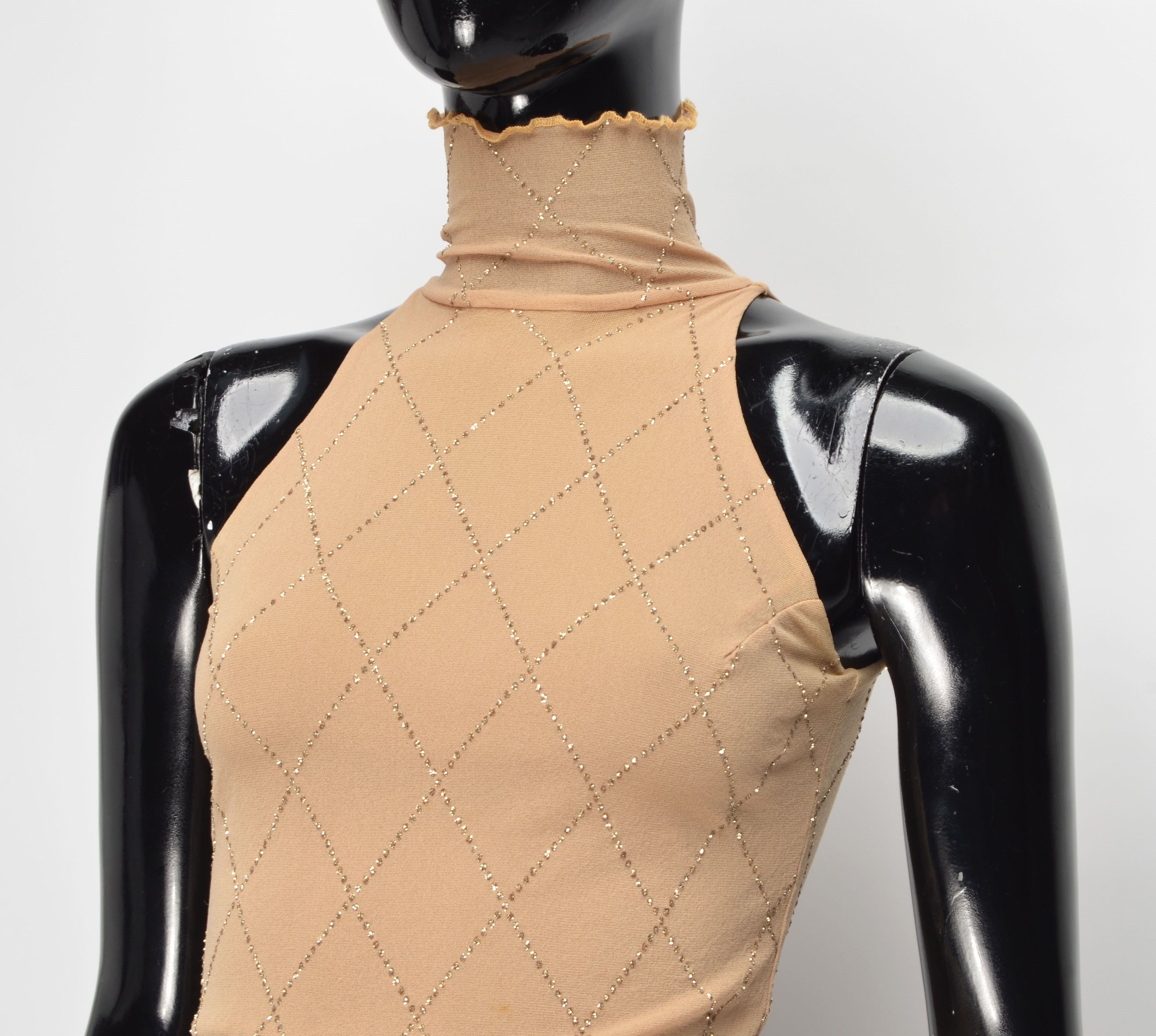 Vintage Celyn B Y2K Mesh Sparkle Turtleneck Coquette Top Size S / US 4 / IT 40 - 2 Thumbnail