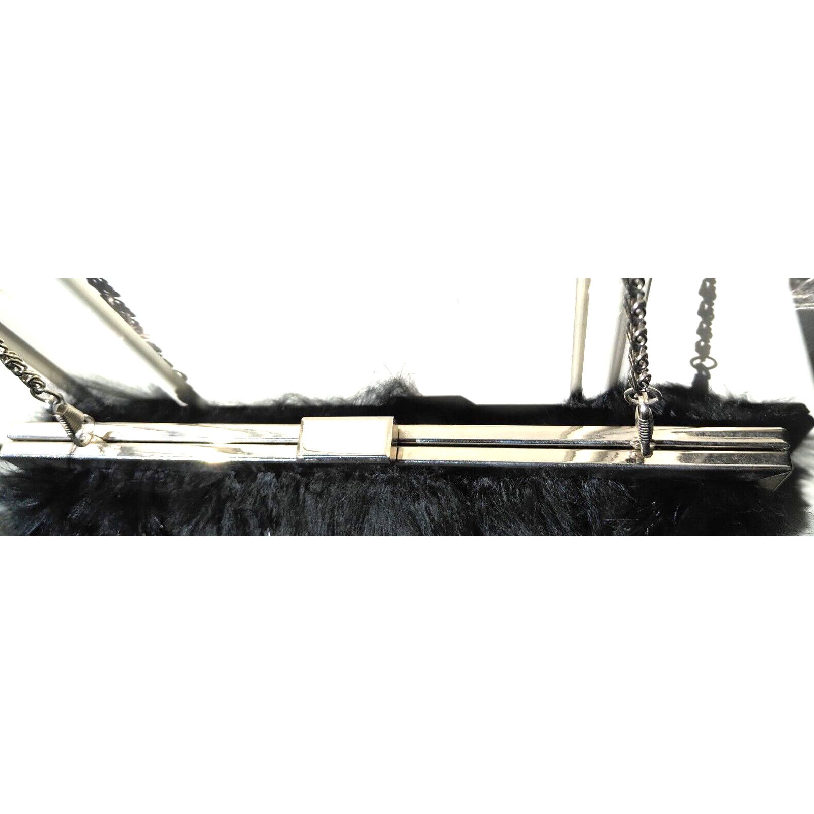 Other Black Faux Fur Shoulder Purse Formal Chain/Extra 13" Strap Size ONE SIZE - 3 Thumbnail