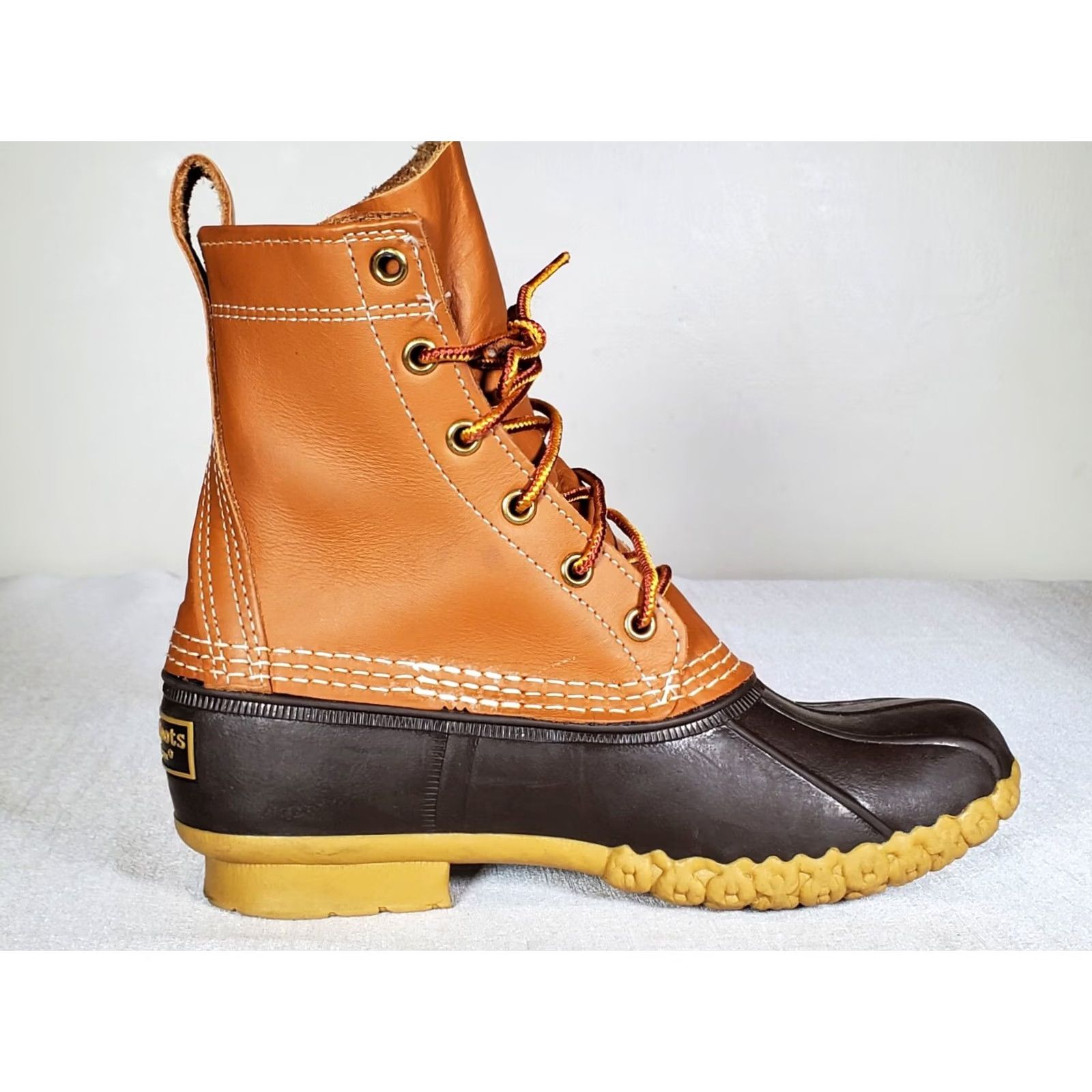 Vintage L.L. Bean 8" Duck Boots Brown Leather Waterproof Rain Hunting Womens US 6 M Size US 6 / IT 36 - 5 Thumbnail