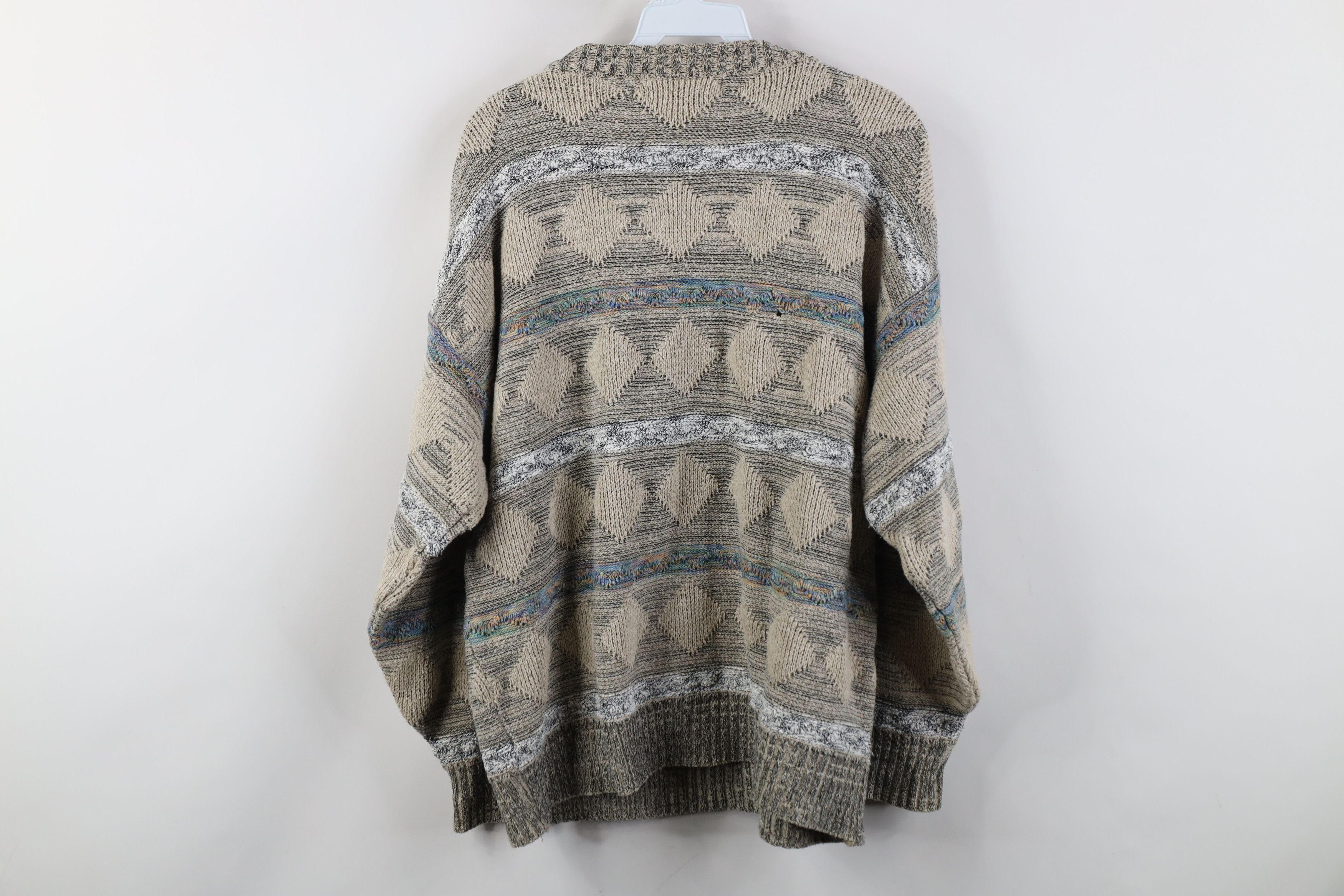 Vintage Vintage 90s Streetwear Striped Diamond Knit Crewneck Sweater Size XL / US 12-14 / IT 48-50 - 8 Thumbnail