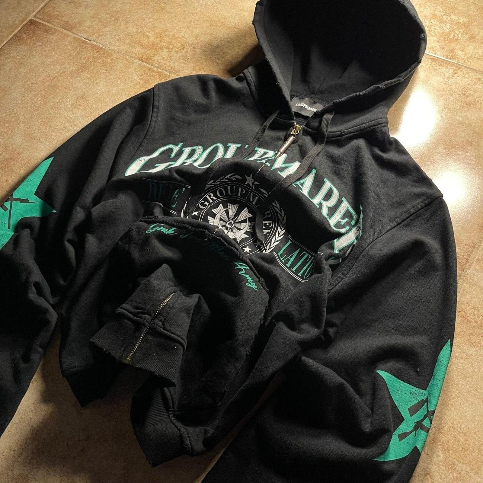 Other Balenciaga Style Saint Germain Black/Green Zip Up Hoodie Size US S / EU 44-46 / 1 - 4 Thumbnail