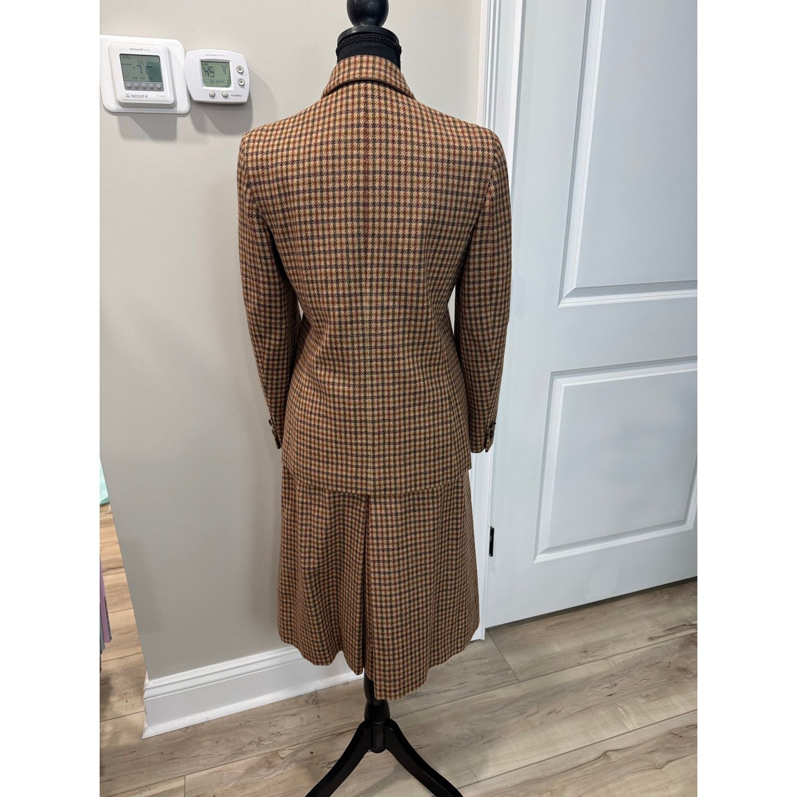 Other Vintage Houndstooth 100% Wool Skirt Suit Tailored Blazer - 9 Size S / US 4 / IT 40 - 2 Thumbnail
