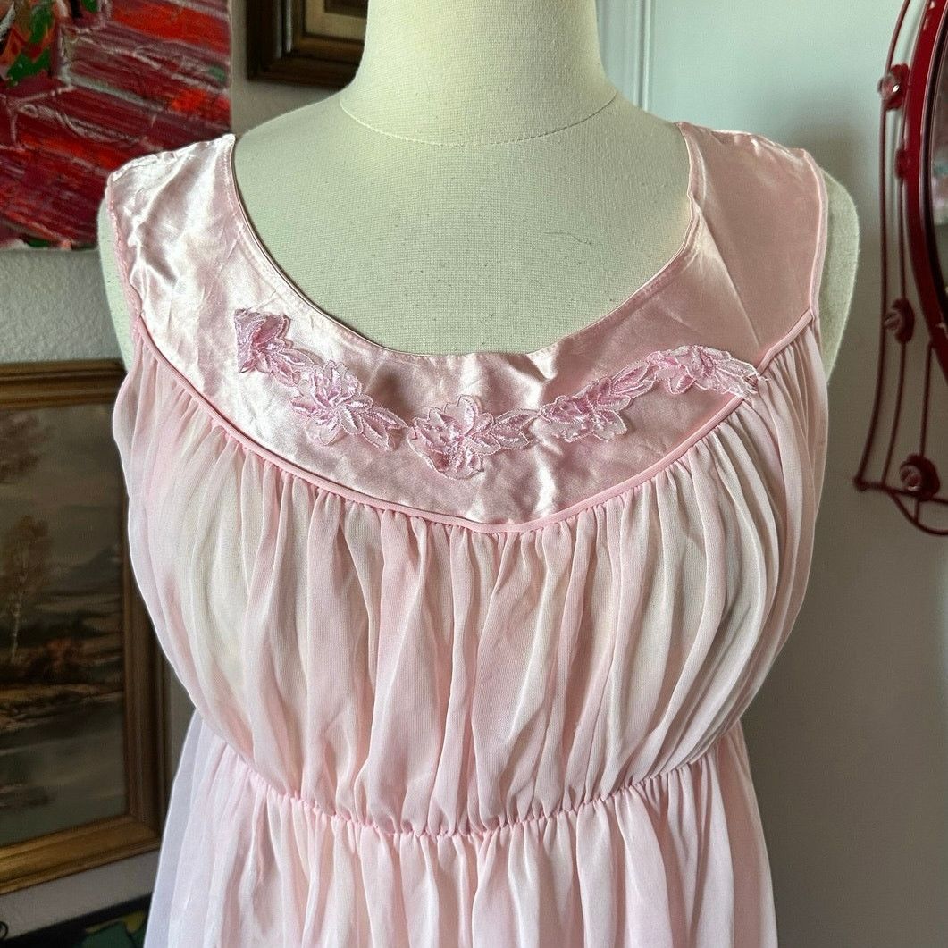 no brand vintage pink sheer night dress