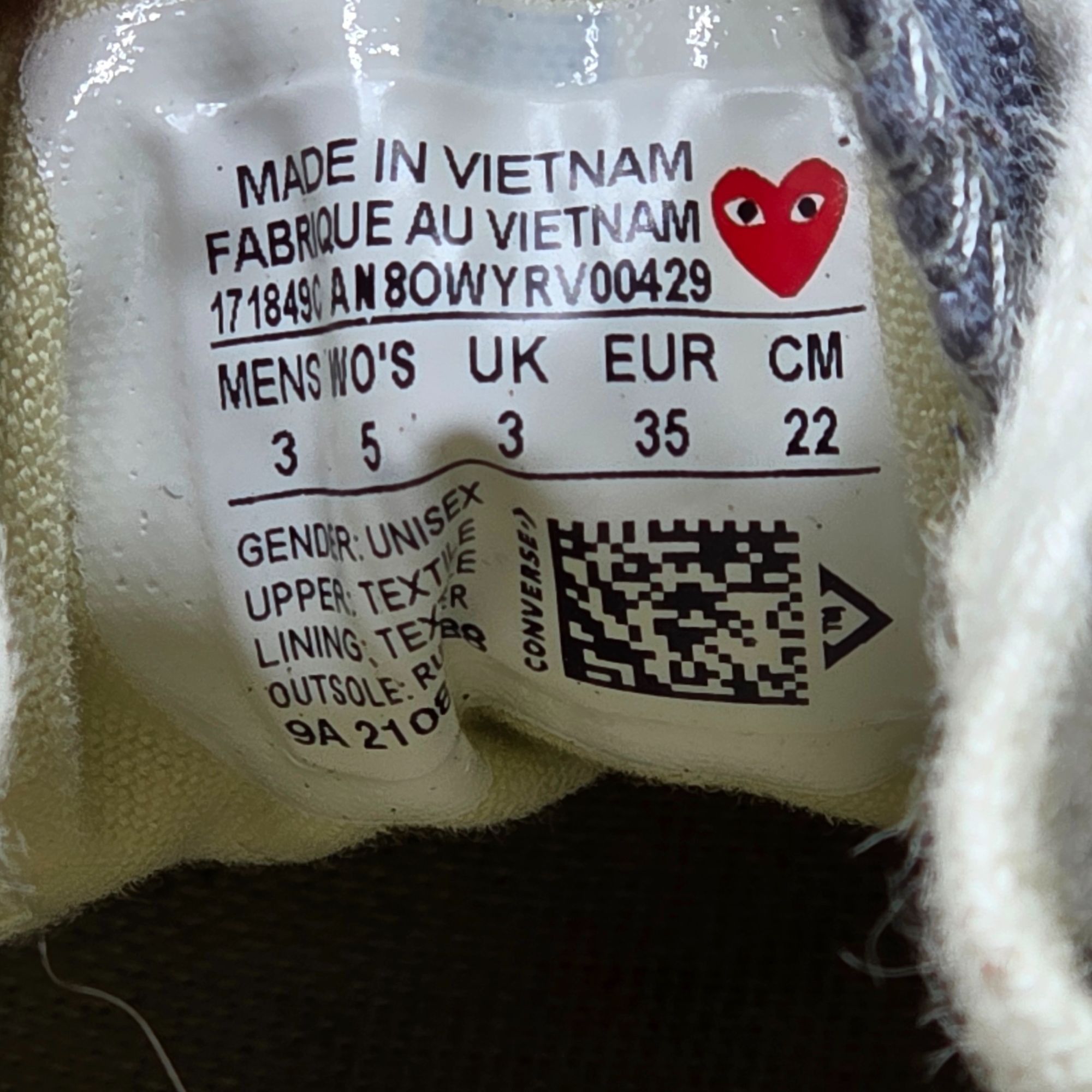 Converse Converse Comme Des Garcons CDG PLAY x Chuck 70 Womens Sz 5 L Size US 5 / IT 35 - 7 Thumbnail