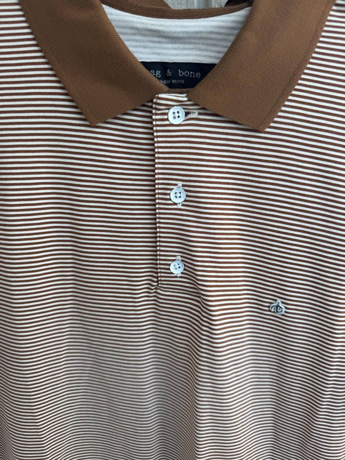 Rag & Bone Rag and Bone Men's Interlock Stripe Polo Khaki (Size Medium) Size US M / EU 48-50 / 2 - 2 Thumbnail