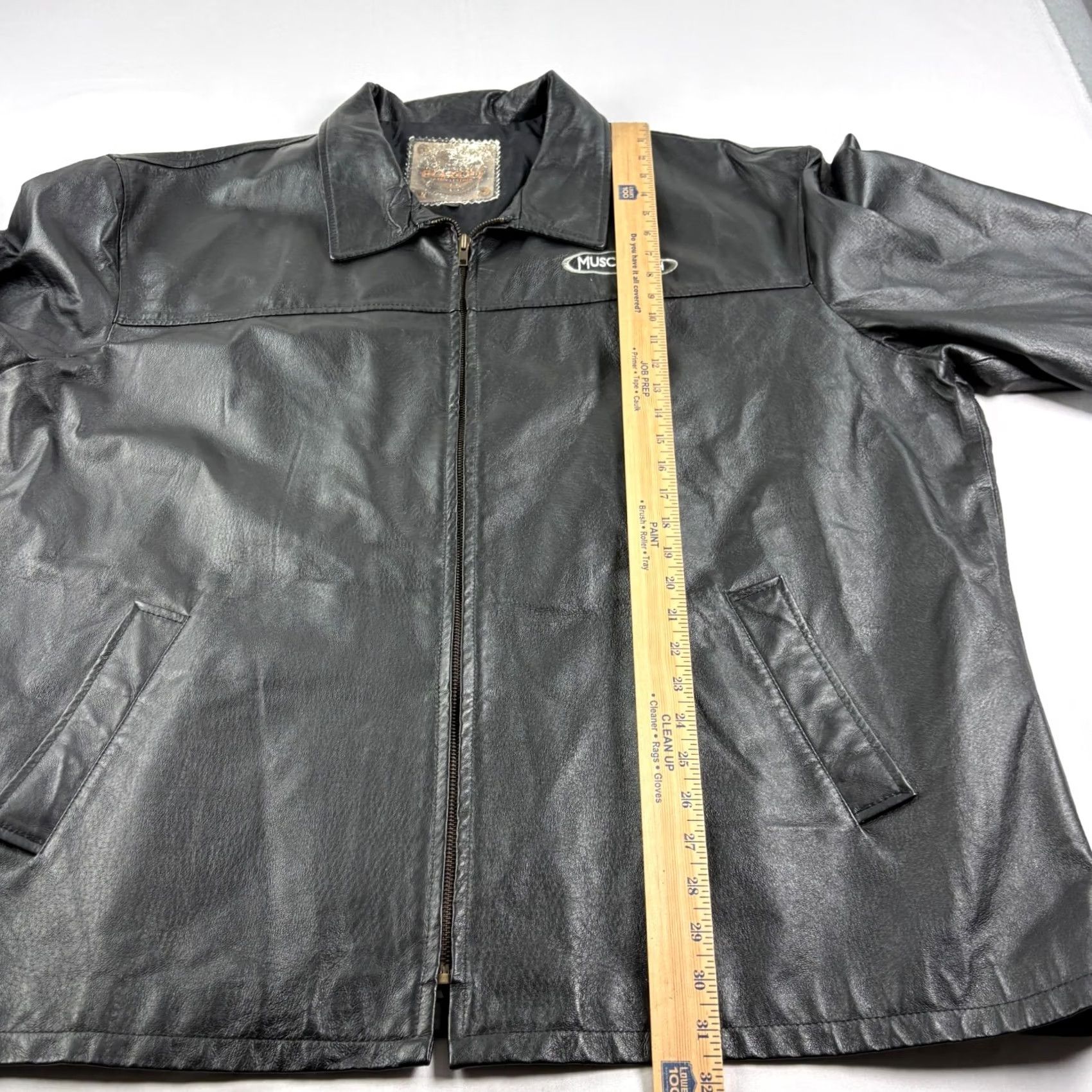 Vintage VINTAGE Saxon Motorcycle Jacket Mens 3XL Black Full Zip Embroidered Leather Jacket Size US XXL / EU 58 / 5 - 6 Thumbnail