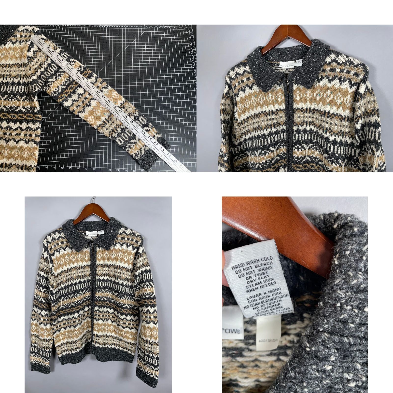 Croft & Barrow VINTAGE Croft & Barrow Full Zip Cardigan Sweater Women's L Gold Fair Isle Heavyweight Wool Blend Geometric Knit 1980s 90s Mens? No gender end: Women Size L / US 10 / IT 46 - 8 Thumbnail