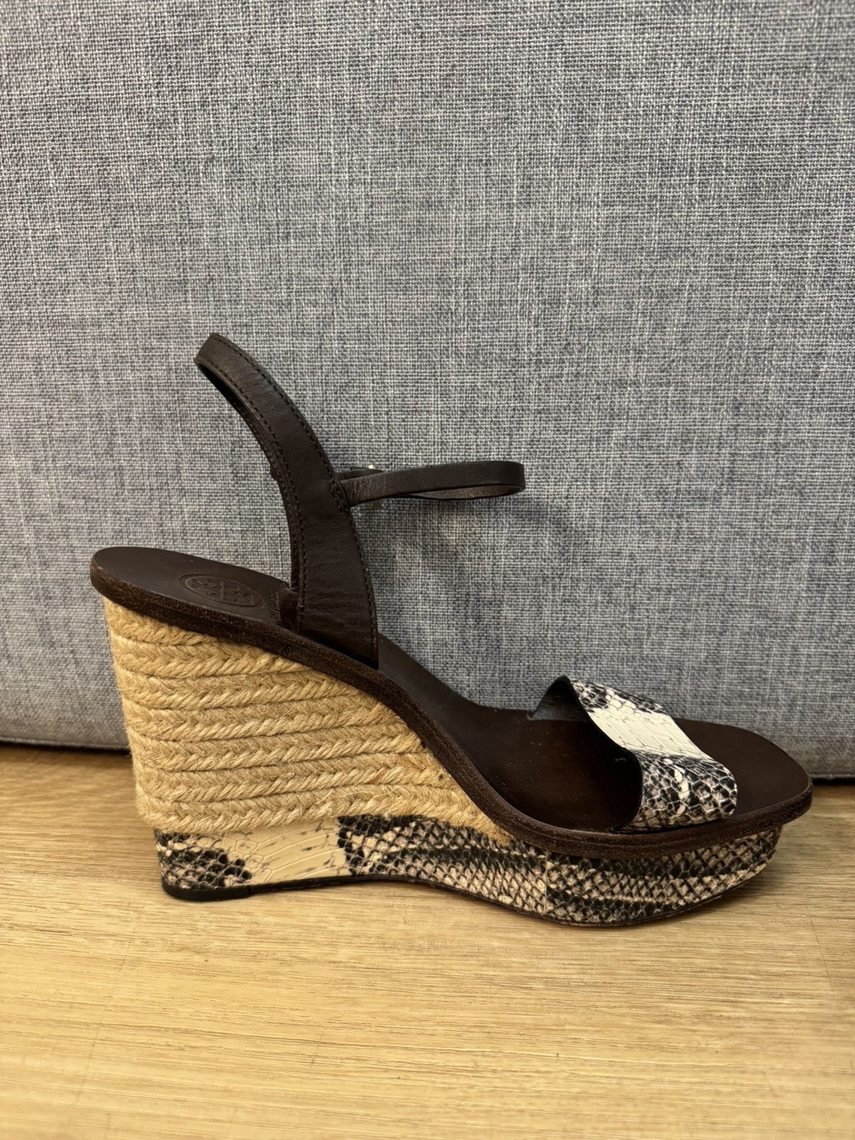Tory Burch Tory Burch Python Leather Espadrille Wedge Ankle Strap 37 Size US 7 / IT 37 - 3 Thumbnail