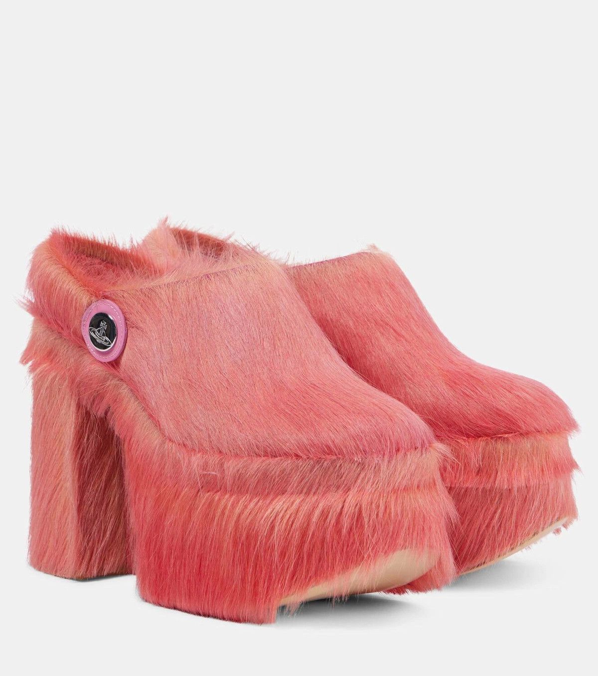 Vivienne Westwood o1f1d3z0426 Swamp Calf Hair Platform Clogs in Pink Size US 10 / IT 40 - 2 Thumbnail