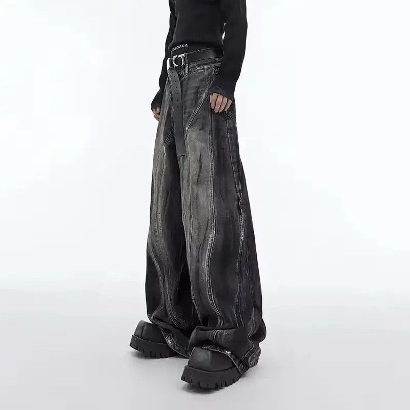 Japanese Brand Streetwear Design Washed Loose Wide Leg Pants Jeans Size US 32 / EU 48 - 2 Thumbnail