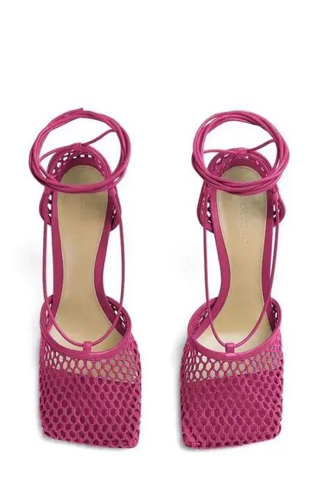 Bottega Veneta o1bcso1str0924 Stretch Lace-Up Sandal in Fuchsia Size US 7.5 / IT 37.5 - 3 Thumbnail