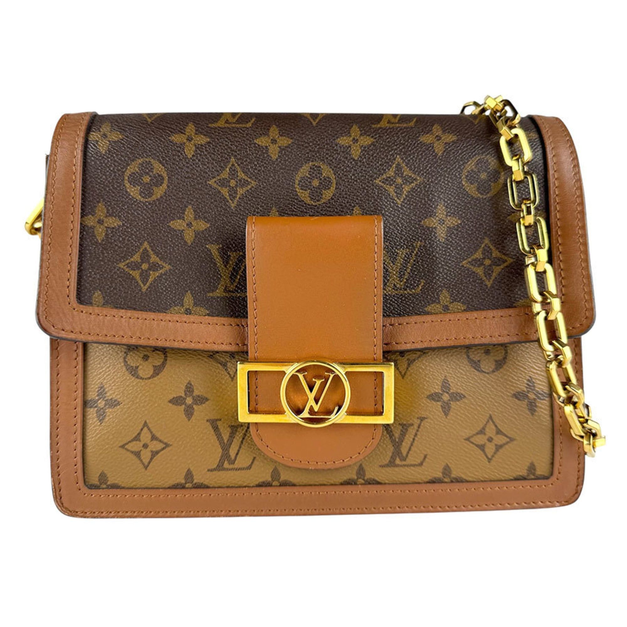 Louis Vuitton Louis Vuitton Monogram Reverse Dauphine MM Shoulder Bag, 2-Way Canvas, Brown and Gold, Women's, M45958 z8655 Size ONE SIZE - 1 Thumbnail