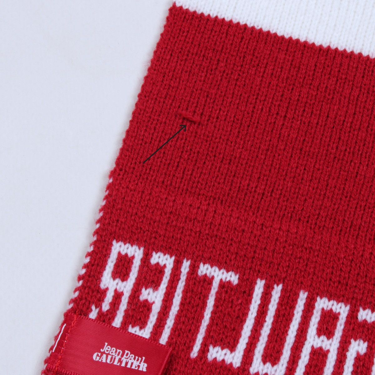 Designer × Jean Paul Gaultier Jean Paul Gaultier I Love Red White Striped Unisex Scarf Size ONE SIZE - 5 Thumbnail