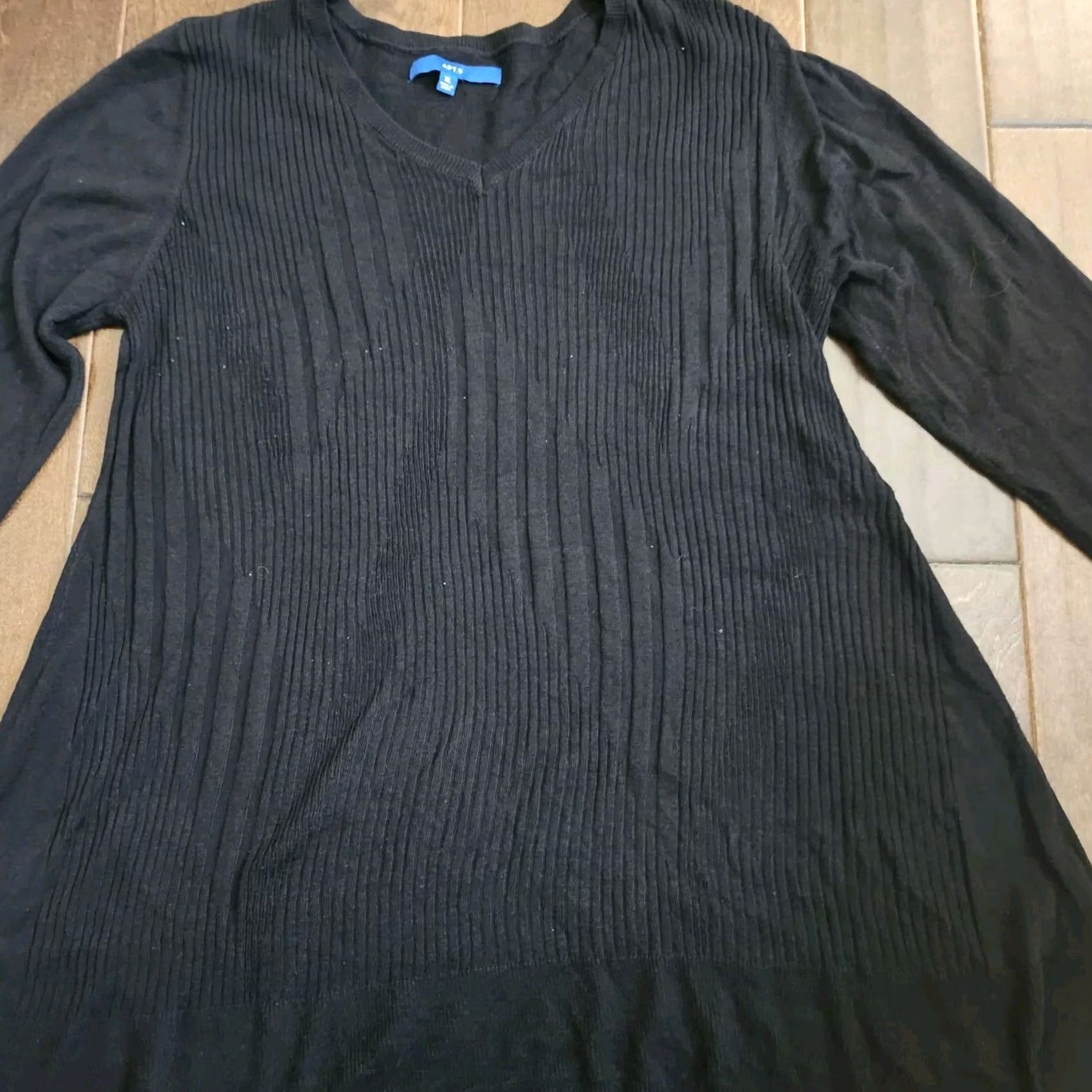 Vintage Apt 9 Blouse Women's Black Long Sleeve XL Solid Shirt Pullover Casual Business Travel Lightweight Stretch Regular Fit Women Size XL / US 12-14 / IT 48-50 - 5 Thumbnail