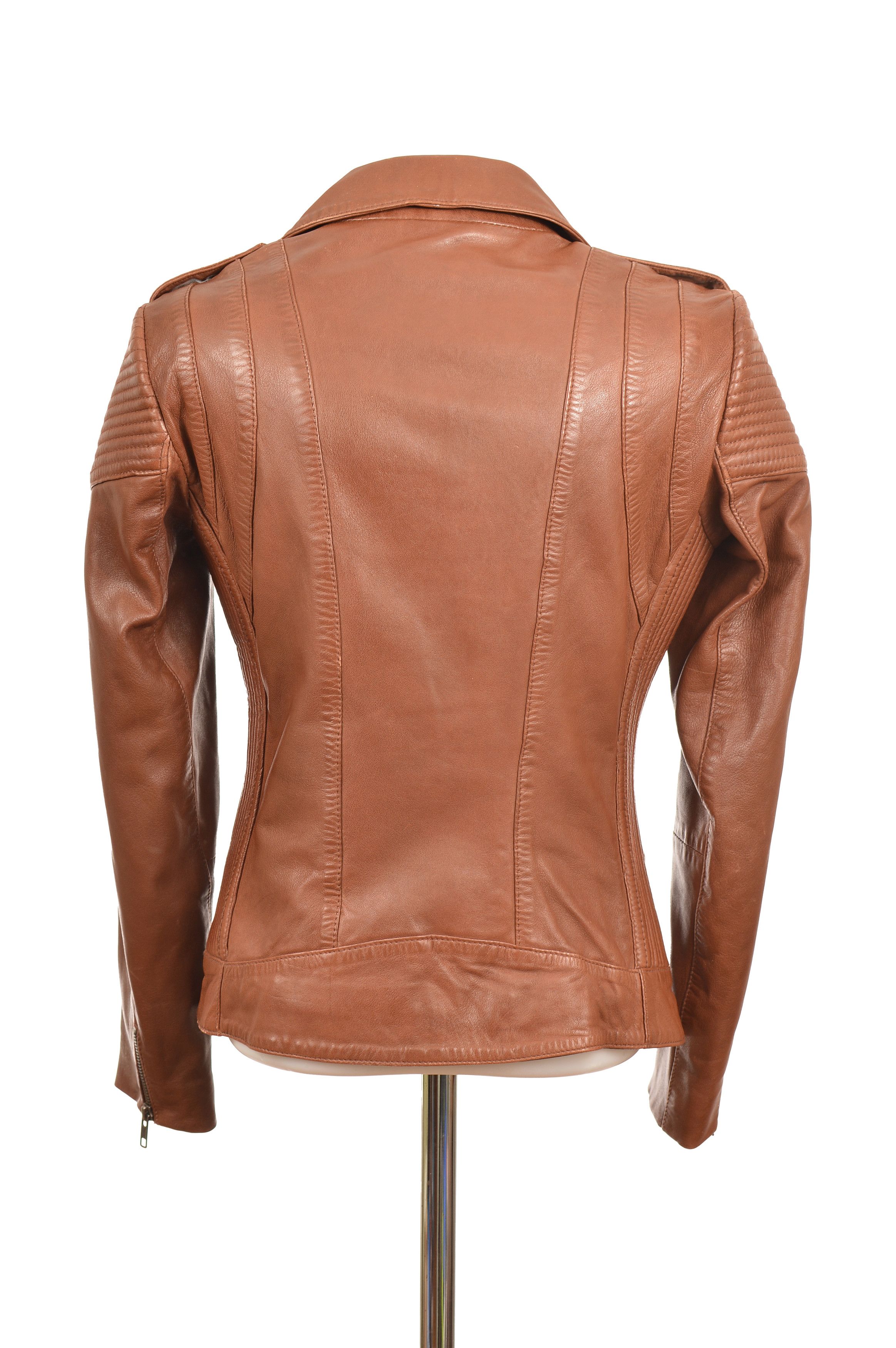 Vintage Naf Naf Womens Brown Leather Biker Jacket Size XXS / US 00 / IT 34 - 9 Thumbnail