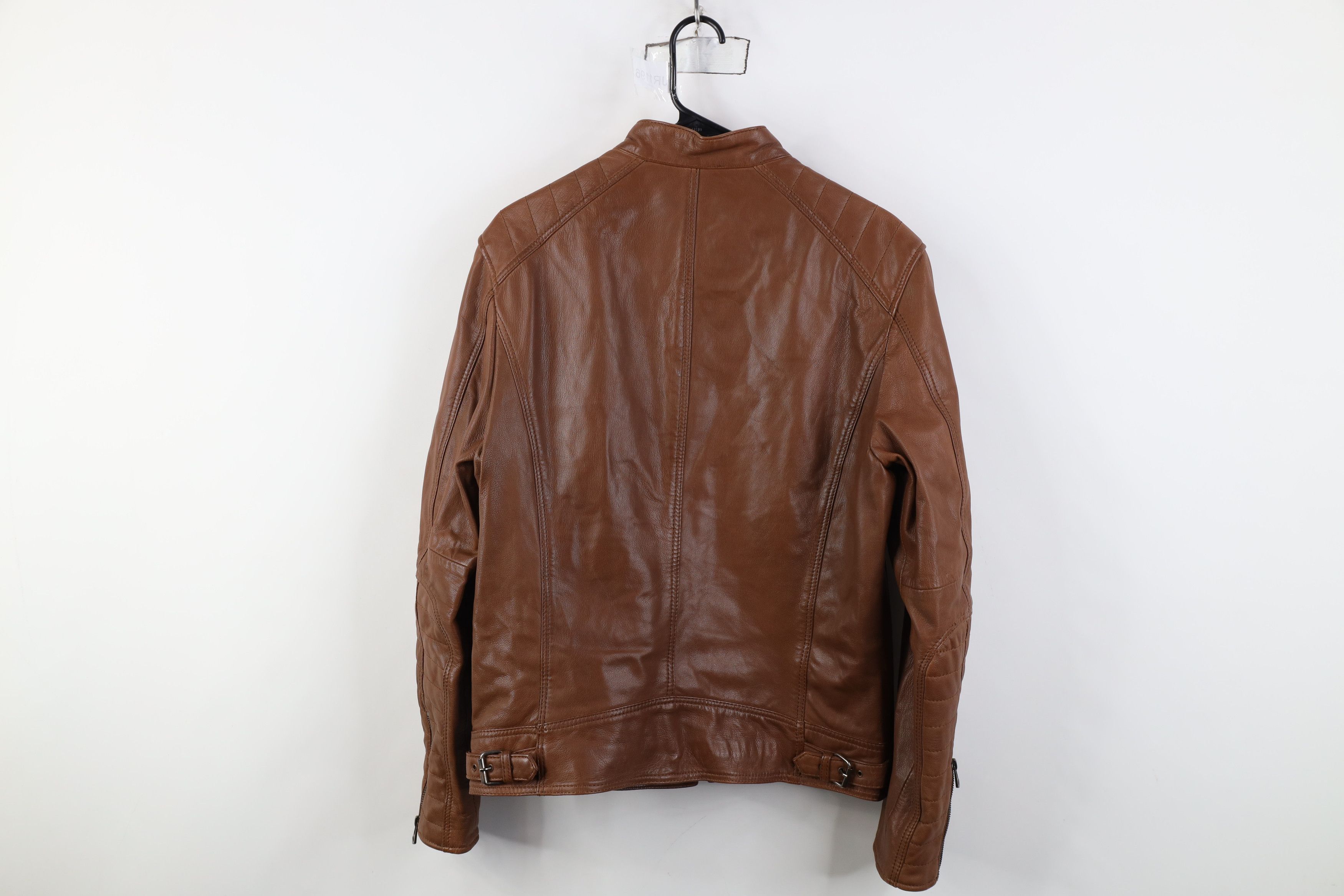 Cole Haan Cole Haan Full Zip Cafe Racer Bomber Jacket Cognac Brown Size US S / EU 44-46 / 1 - 13 Thumbnail