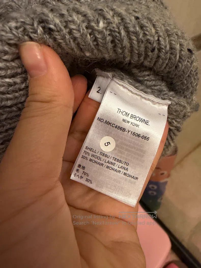 Thom Browne Thom Browne Gray coarse knit cardigan with four stripes Size US M / EU 48-50 / 2 - 5 Thumbnail