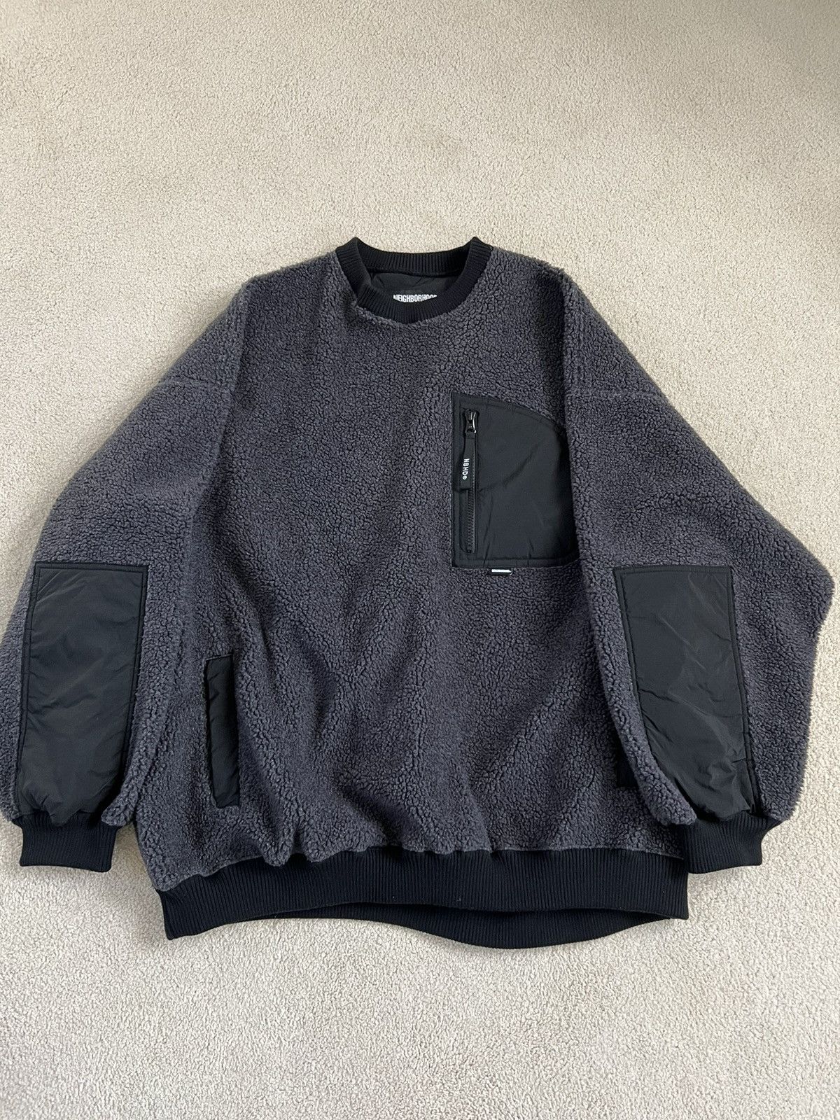 image of Neighborhood Fleece Crewneck in Charcoal, Men's (Size Medium)