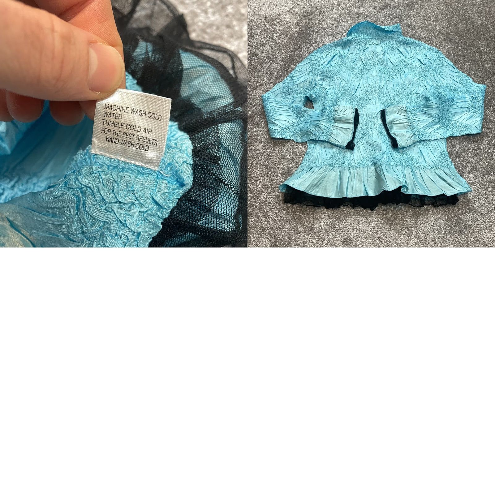 Vintage She's All That blouse Button Up Top Juniors M Light Blue Stretch Textured Shirt Size M / US 6-8 / IT 42-44 - 8 Thumbnail