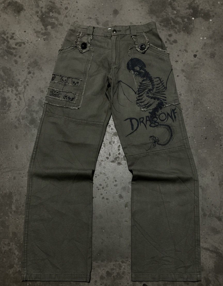 Vintage Gaibatou japan skull dragon fatigue monkey pants