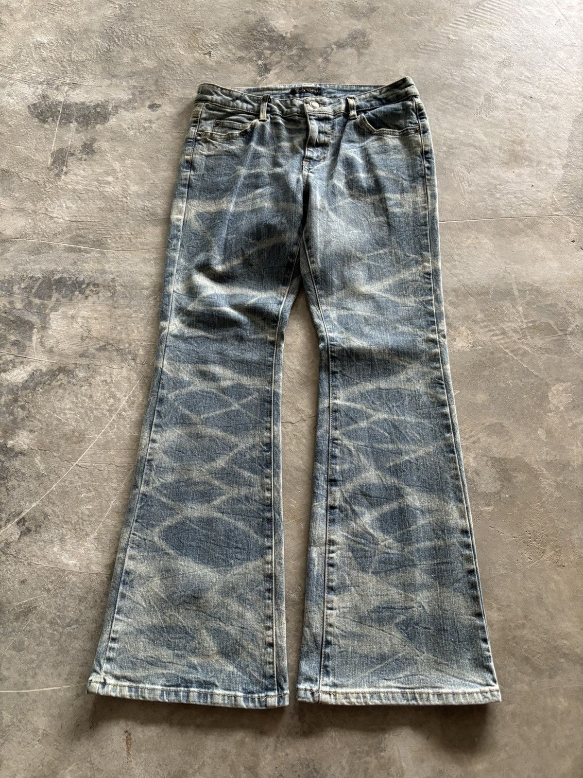 Flared glitter whiskered honeycomb fade style japanese denim