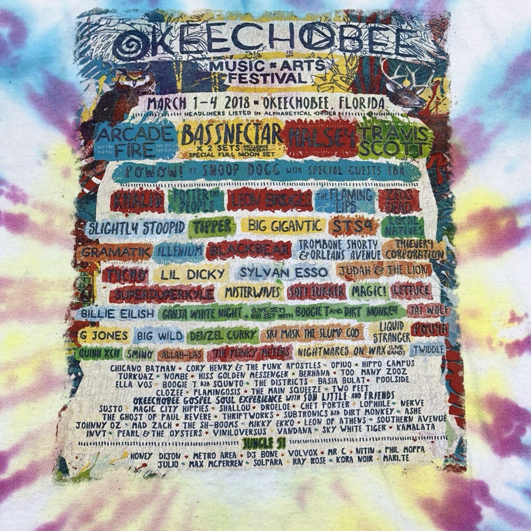 Gildan Okeechobee Music Festival Shirt Mens Large Tie Dye 2018 Line Up Travis Scott Size US L / EU 52-54 / 3 - 6 Thumbnail