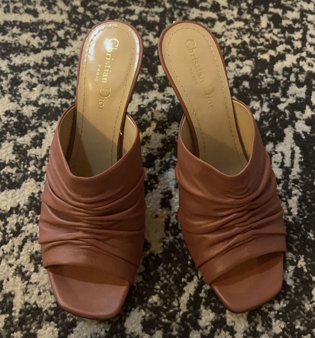 Dior Christian Dior D-Fame Heeled Sandal Rust Colored Lambskin Size US 9.5 / IT 39.5 - 2 Thumbnail