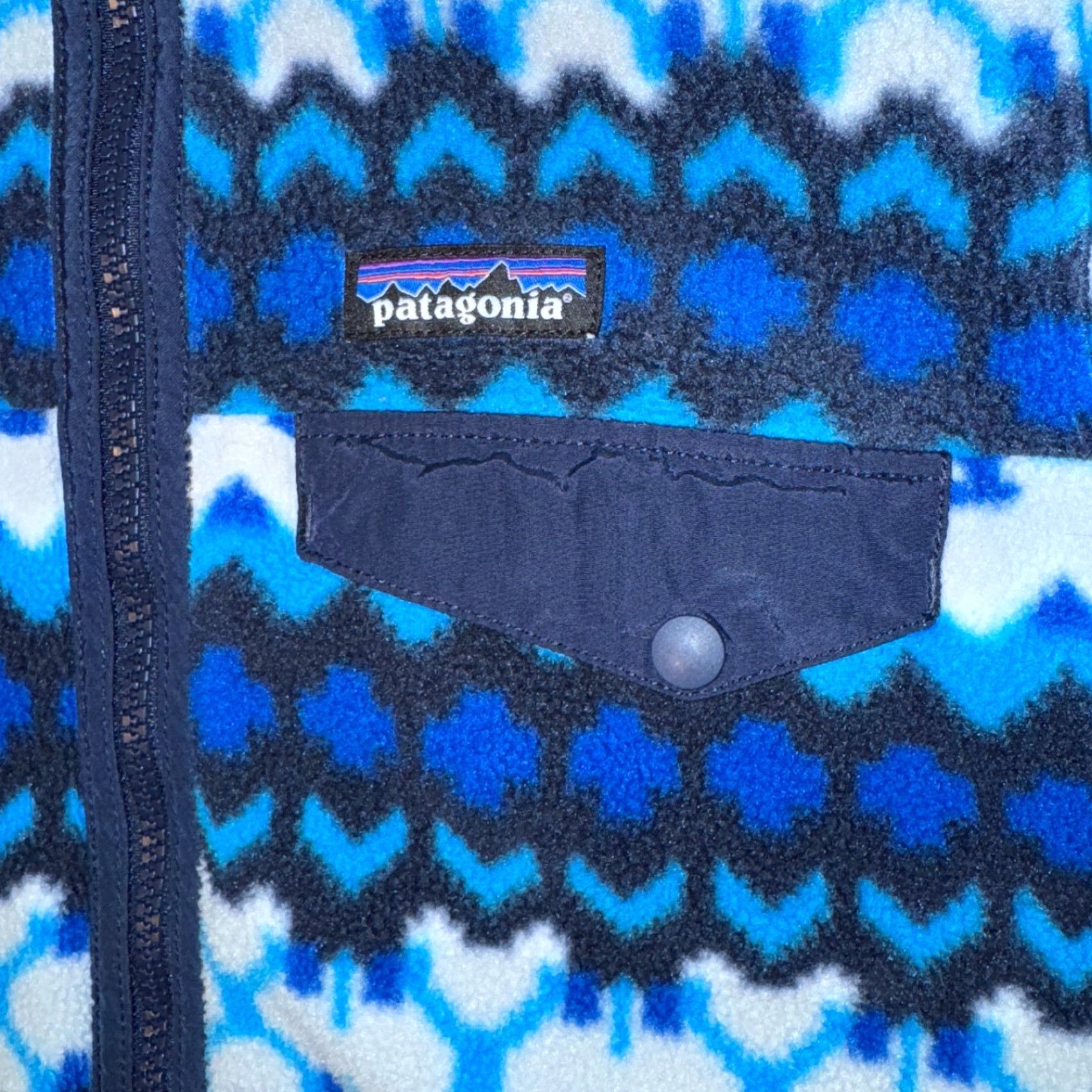 Patagonia Patagonia Synchilla Womens Hoodie Full Zip Hooded Fleece Jacket Small Electron Blue Aztec Geometric Winter Fall Spring Outdoor Casual Womens Size S / US 4 / IT 40 - 3 Thumbnail