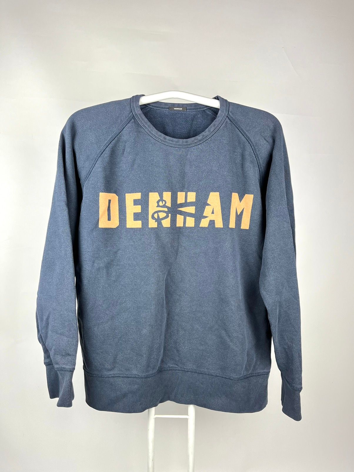 Pre-owned Denham Washed Blue Sweatshirt Classic Casual Style